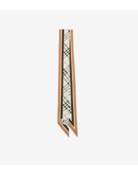 Skinny Check Knight Stamp Silk Scarf