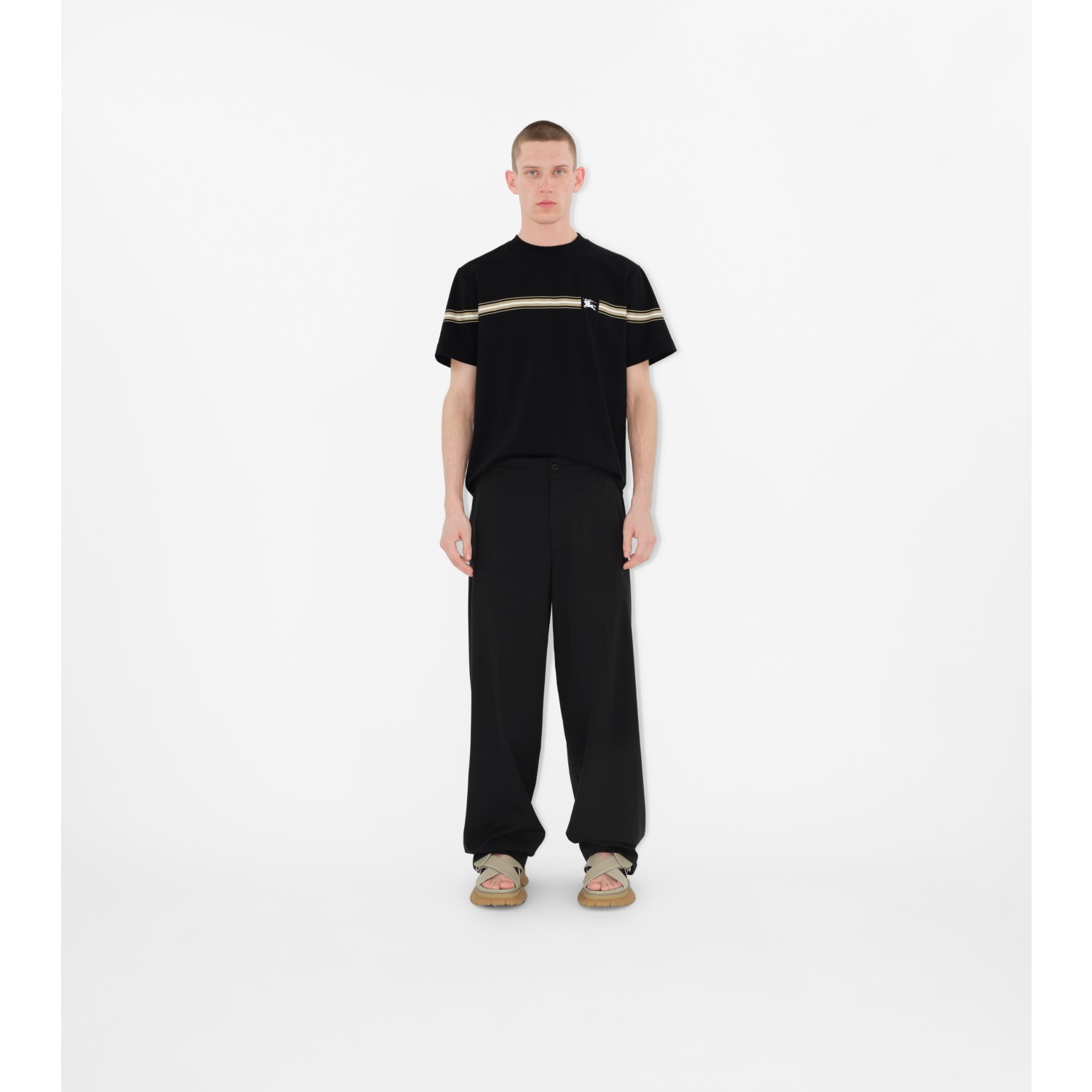 ストライプ コットンTシャツ (ブラック) - メンズ | Burberry®公式サイト