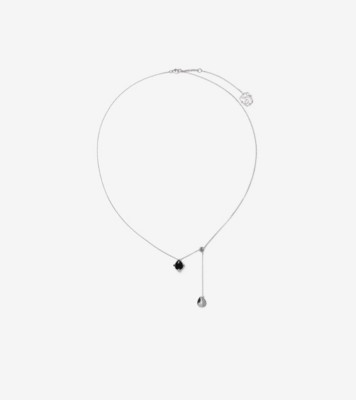 Onyx Shield Pendant Necklace in Silver/black/clear - Women 
