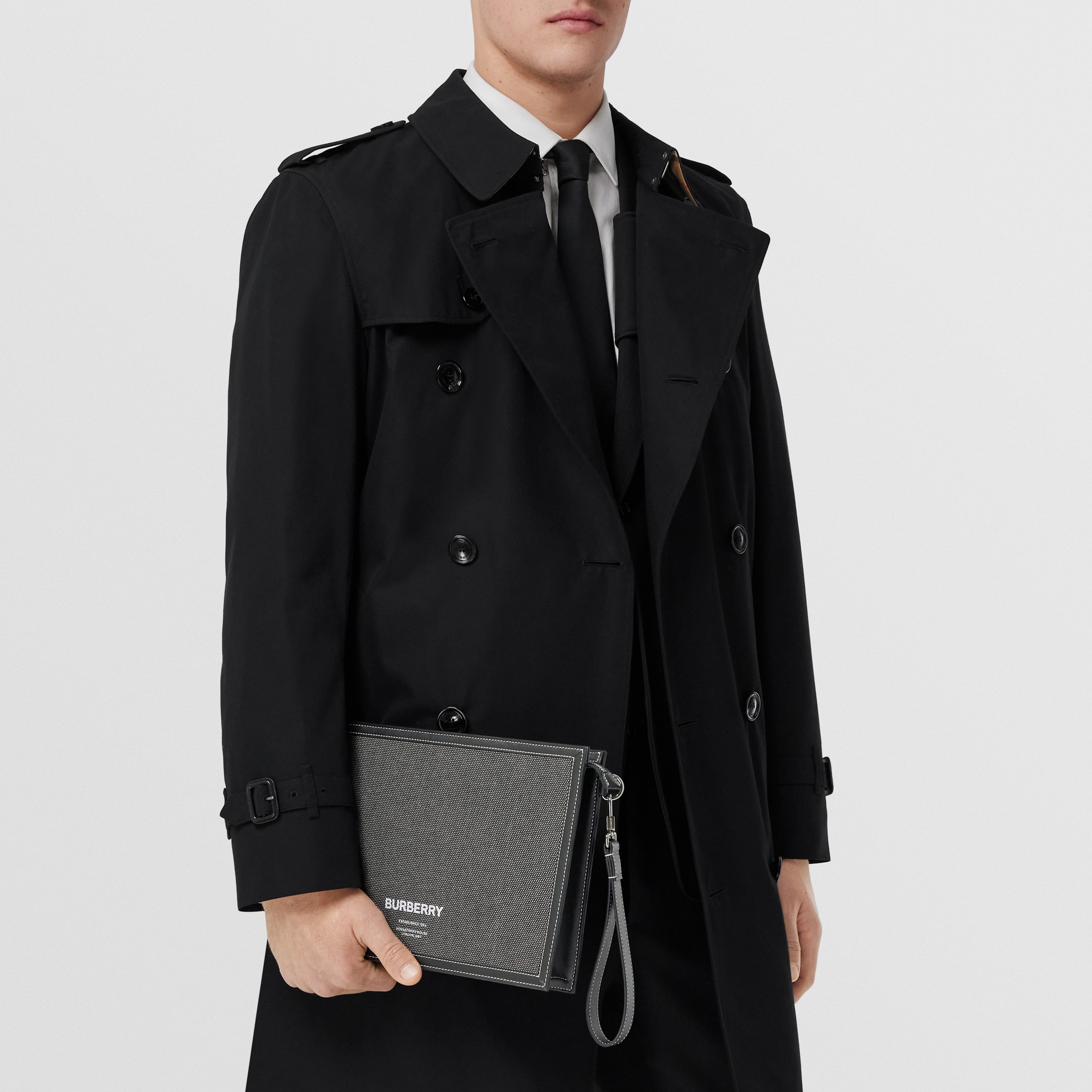 Horseferry Print Cotton Canvas Zip Pouch in Black/grey - Men | Burberry® Official - 4