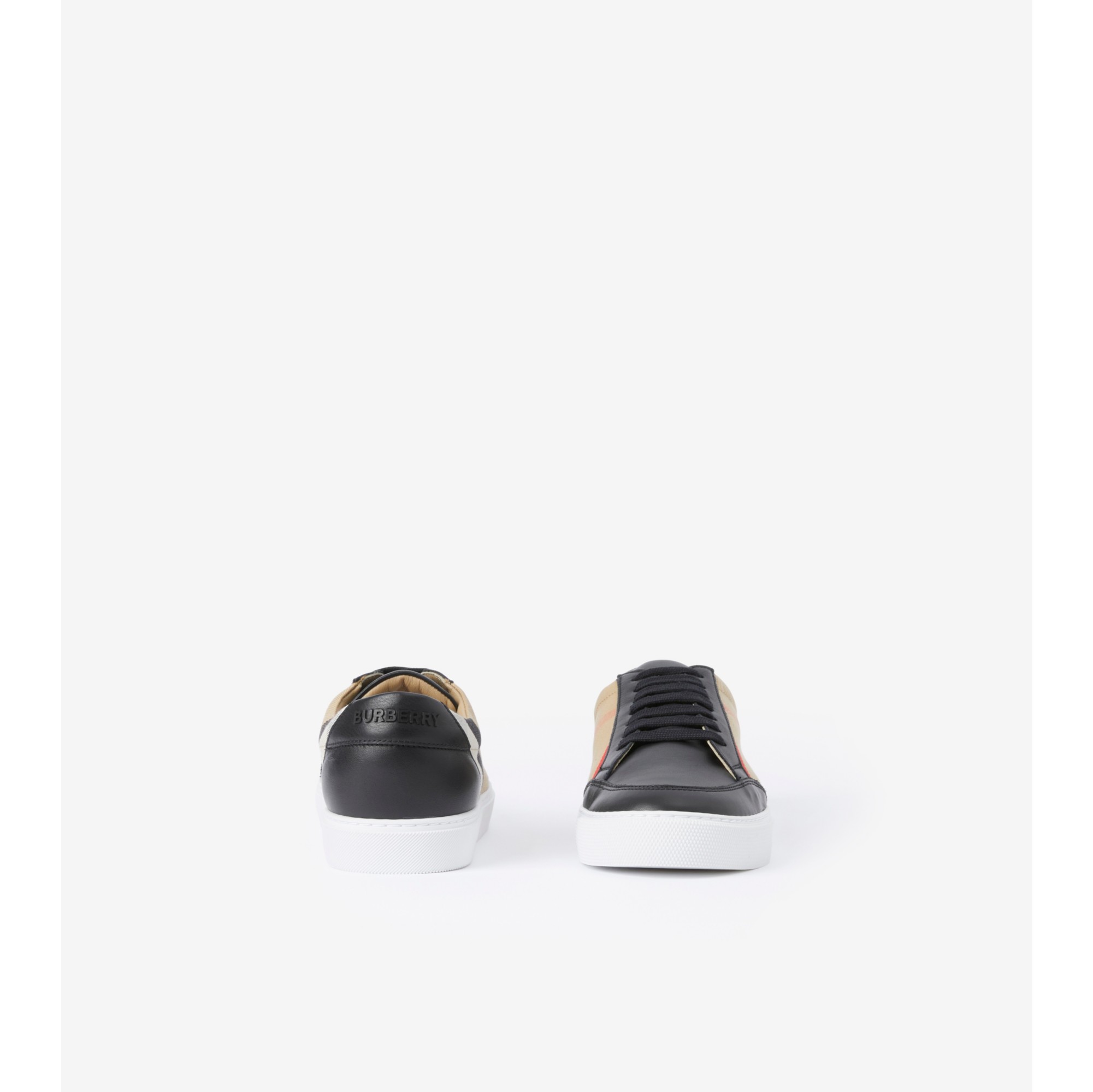 Check detail leather sneakers burberry hotsell