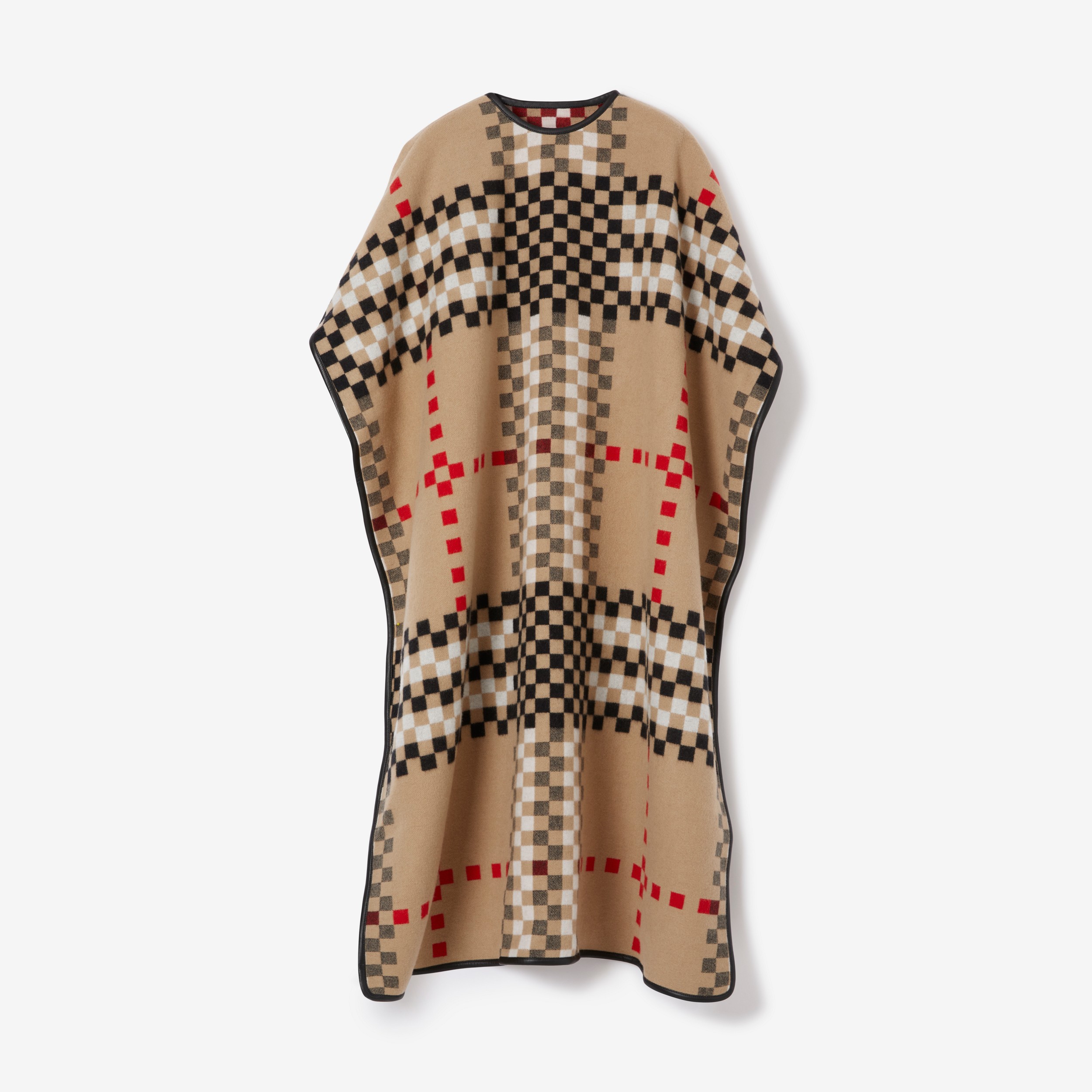 Pixel Check Cashmere Cape in Archive Beige | Burberry® Official - 1