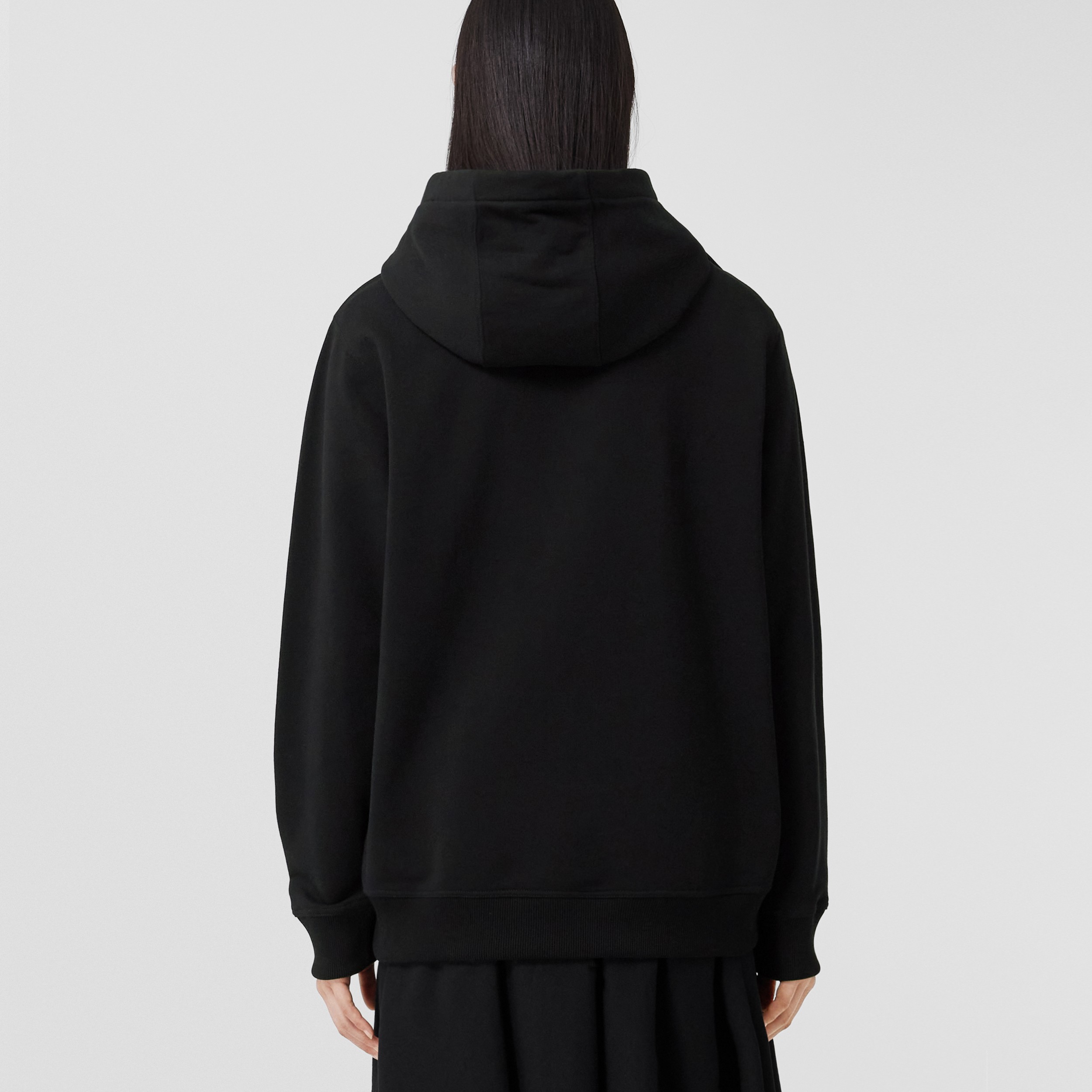 Botanical Sketch Print Cotton Oversized Hoodie in Black - Women | Burberry® Official - 3