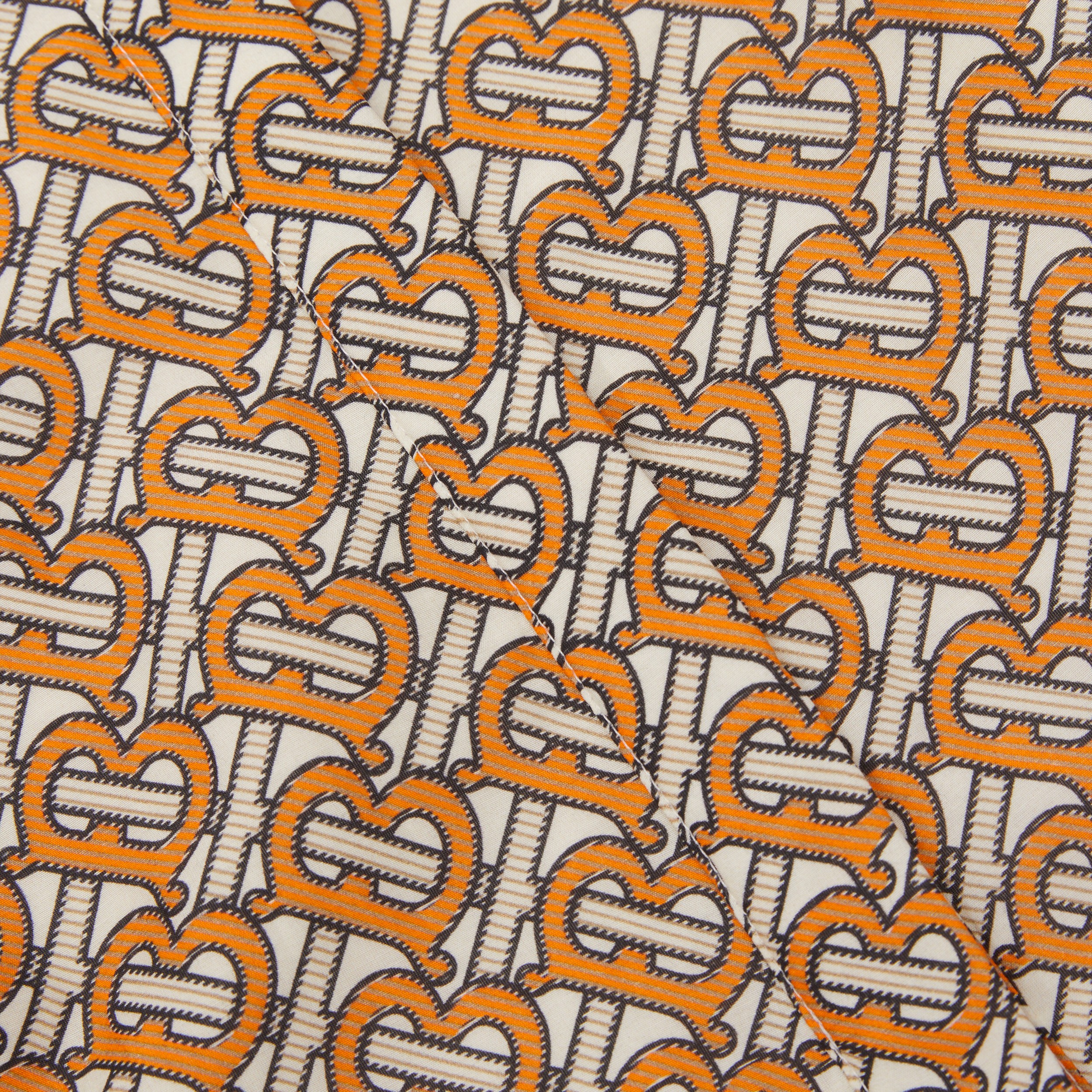 Monogram Print Cotton Silk Shirt Dress in Bright Orange | Burberry® Official - 2