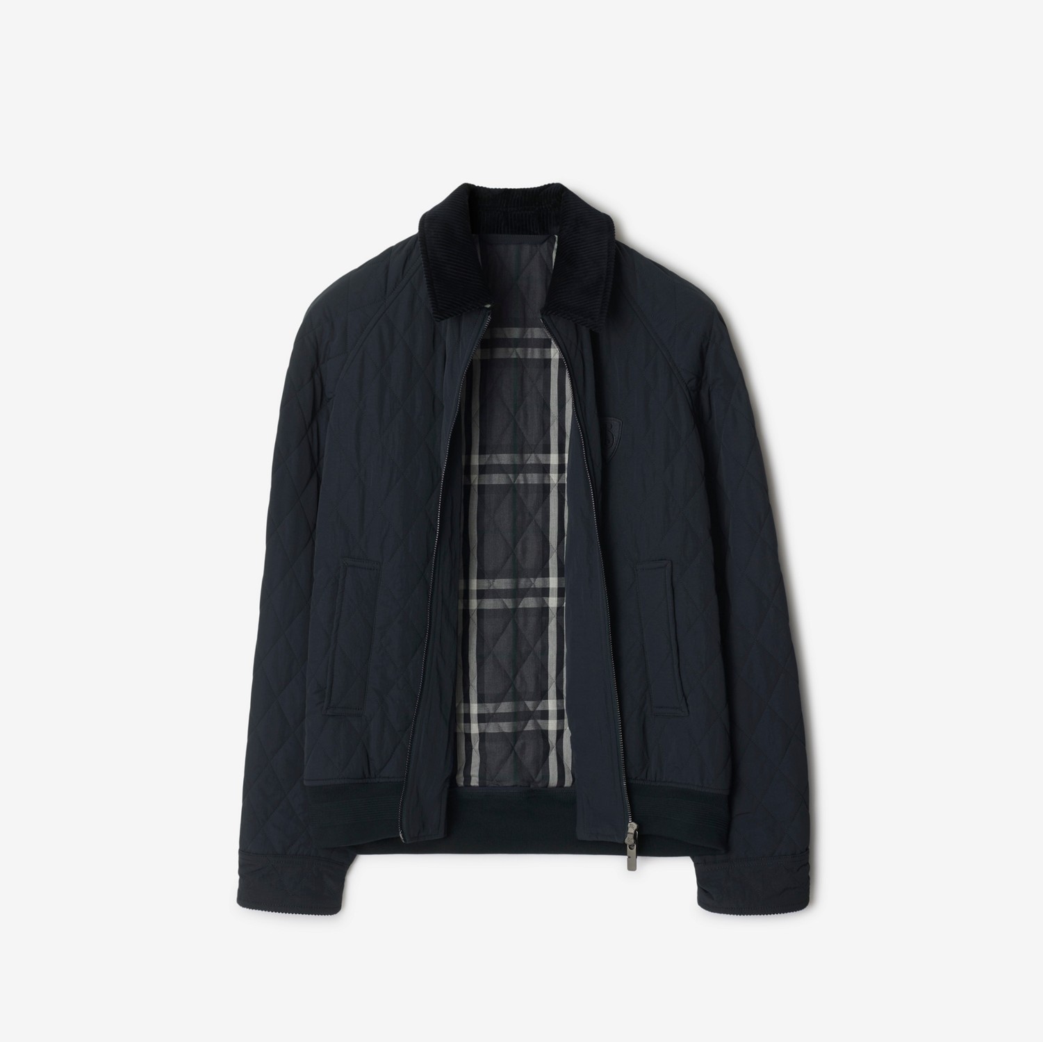 Quilted Nylon Jacket in Navy/charcoal melange - Men Quilted Nylon Jacket in Navy/charcoal melange - Men