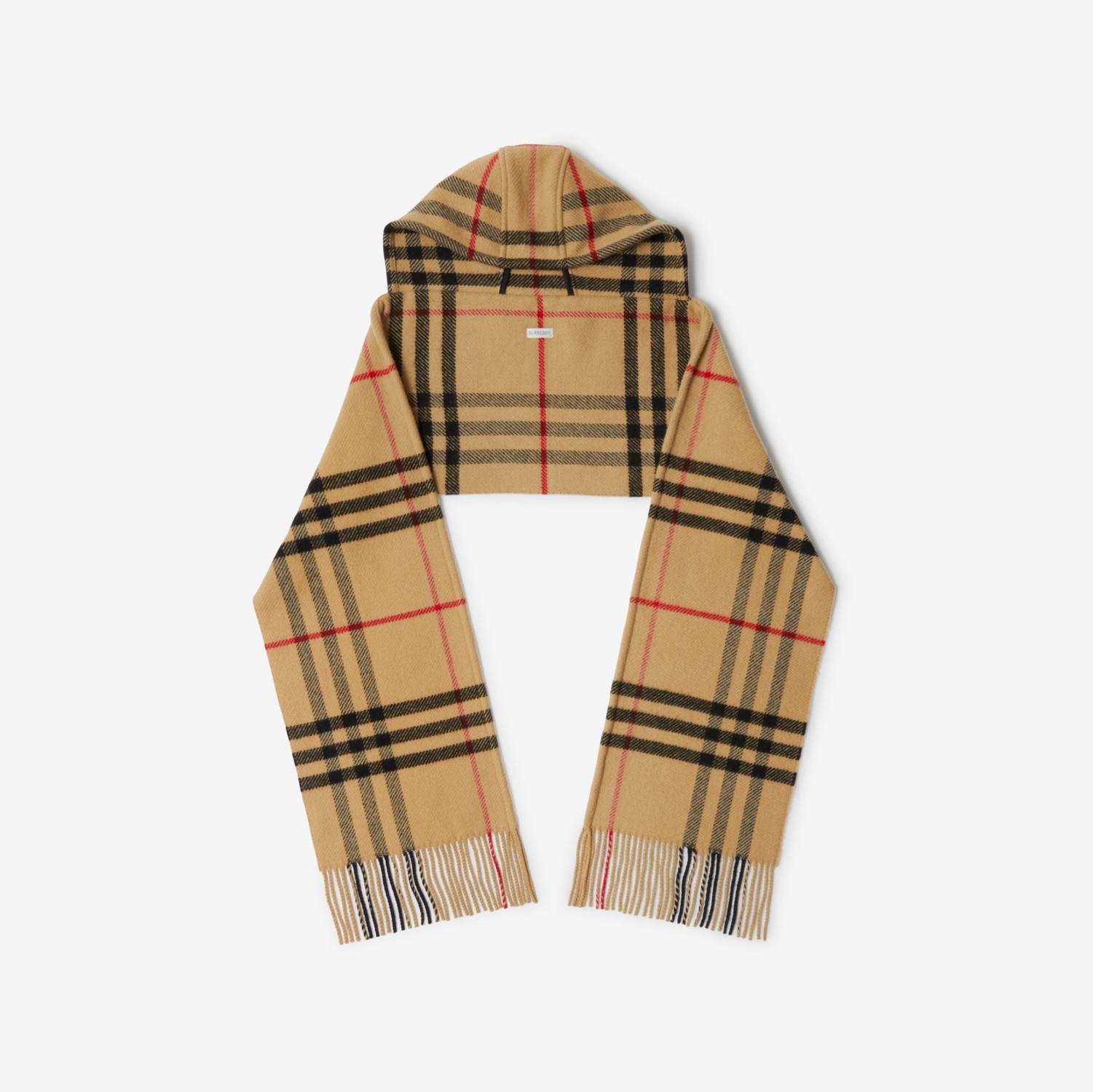 Check Wool Cashmere Hooded Scarf in Archive Beige | Burberry® Official