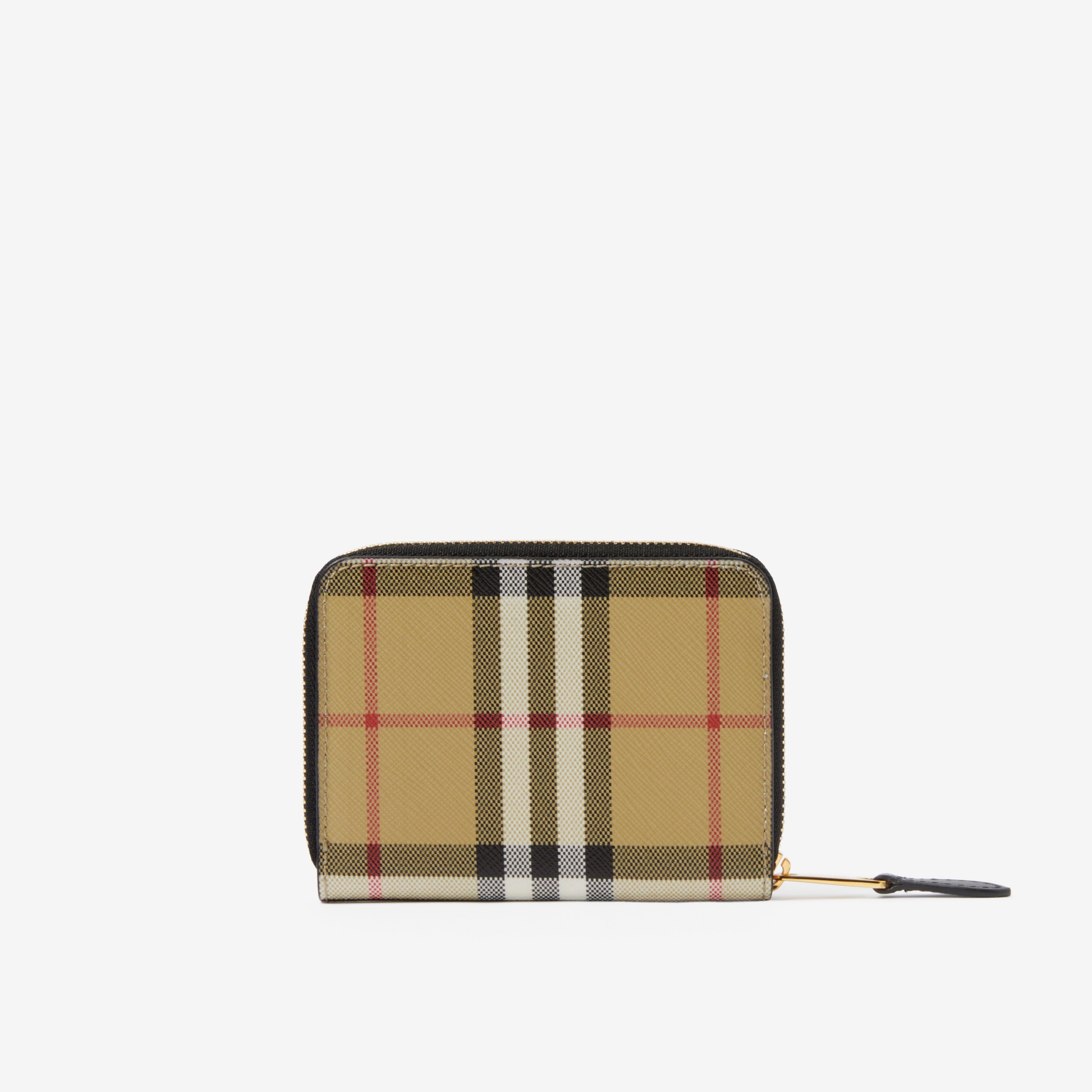 Vintage Check and Leather Zip Wallet in Archive Beige/black - Women | Burberry® Official - 3