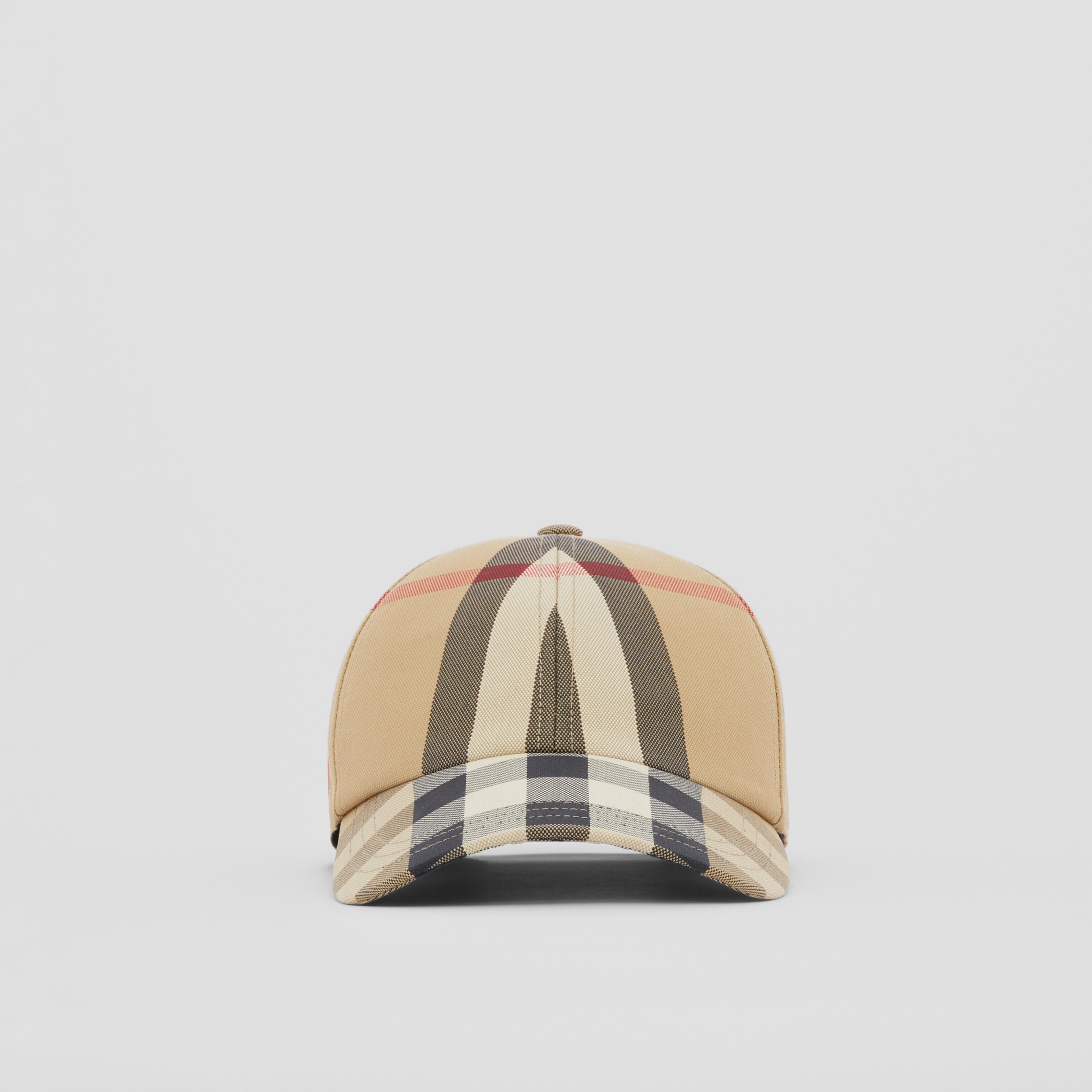Embroidered Logo Check Cotton Baseball Cap in Archive Beige | Burberry® Official - 1