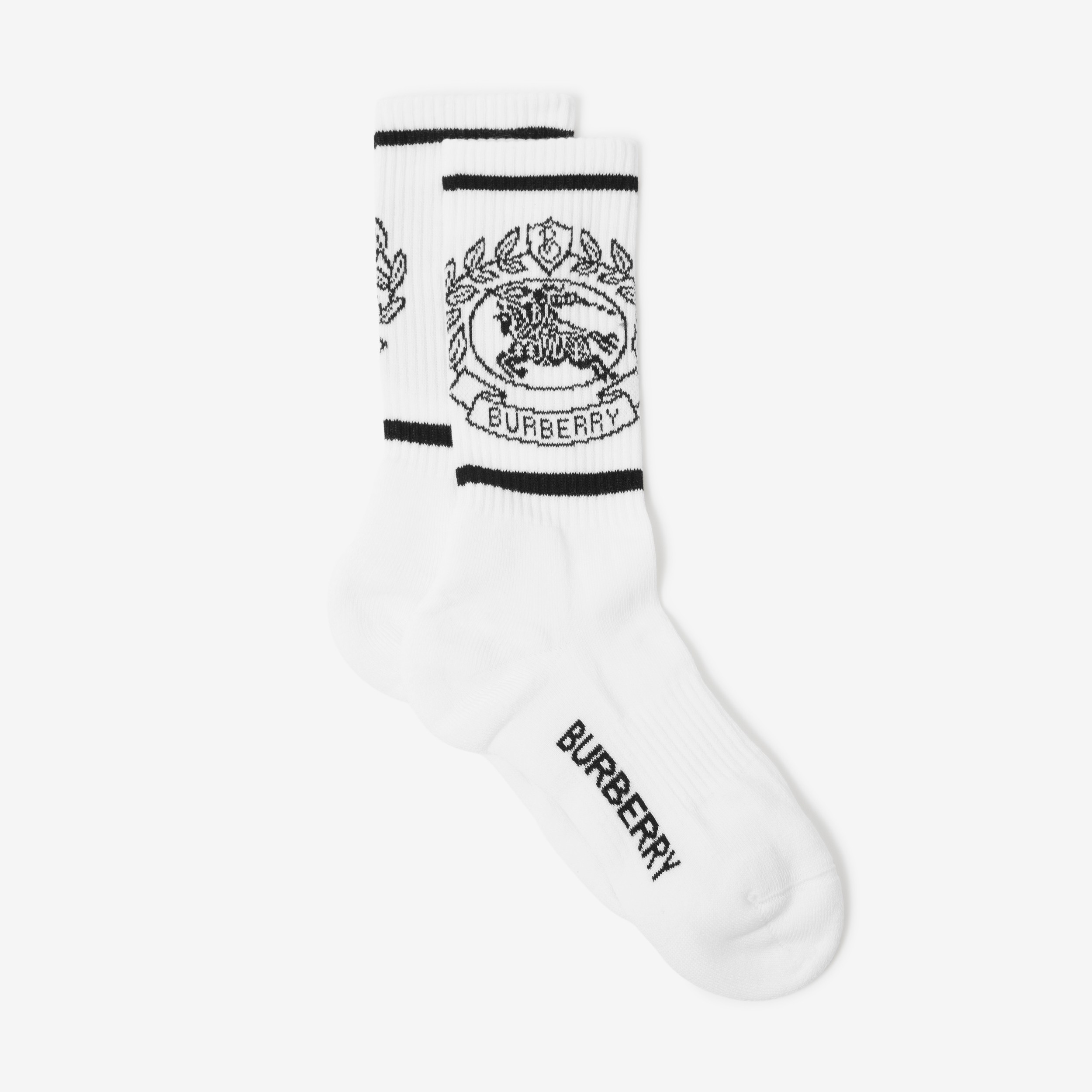 EKD Technical Stretch Cotton Jacquard Socks in White/black | Burberry® Official - 2