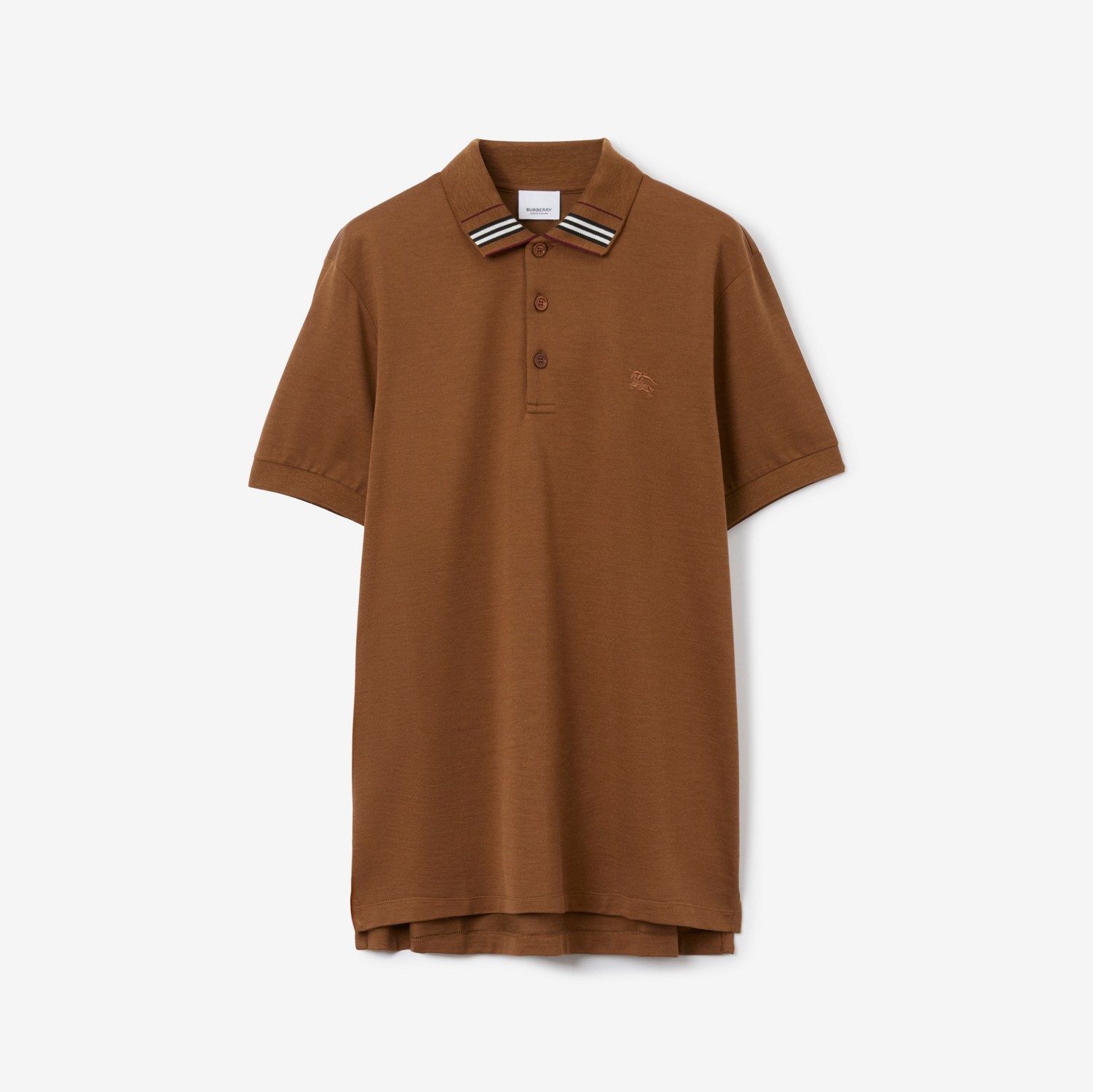 EKD Cotton Silk Polo Shirt in Dark Birch Brown - Men | Burberry® Official