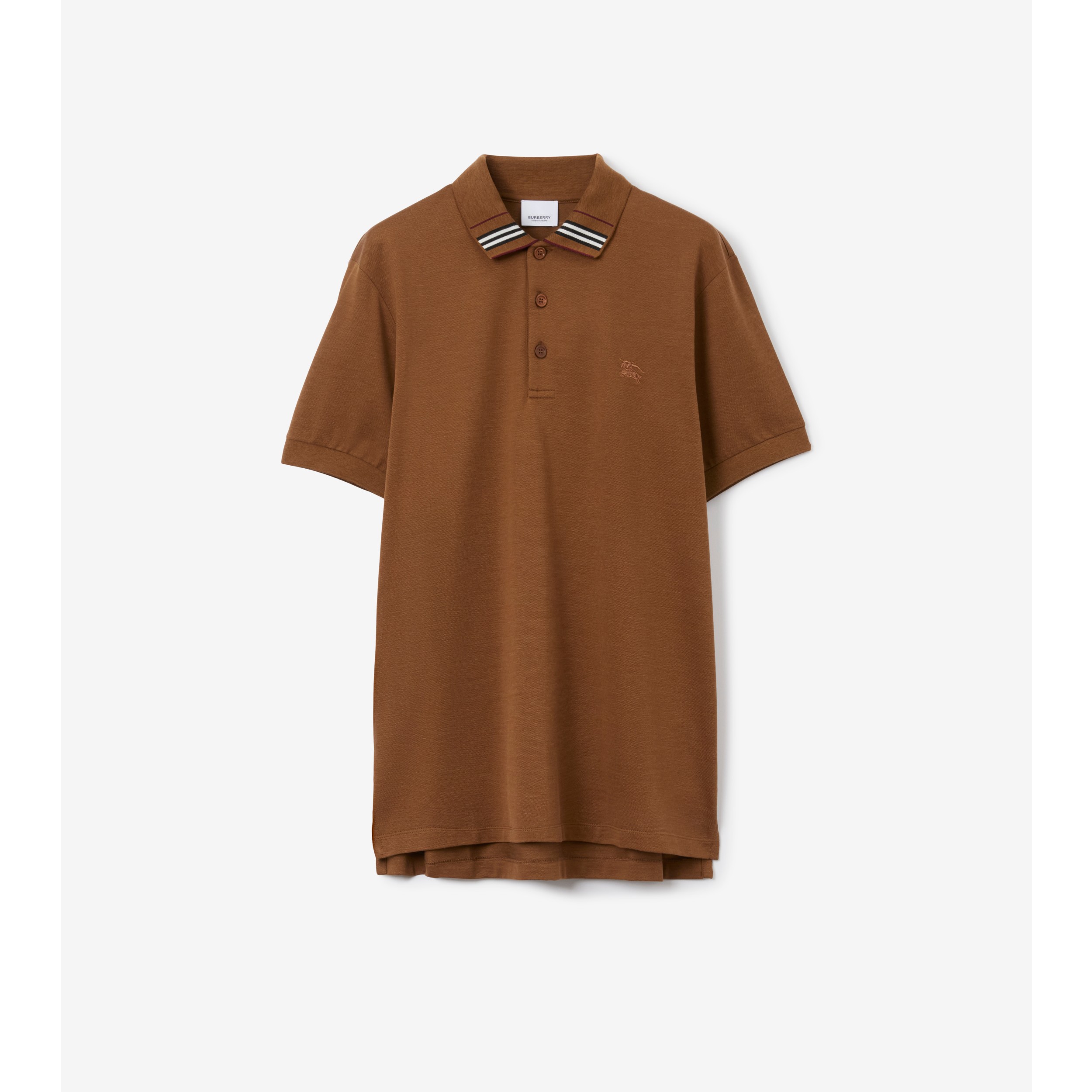 Cotton And Silk Polo Shirt in Beige - Burberry