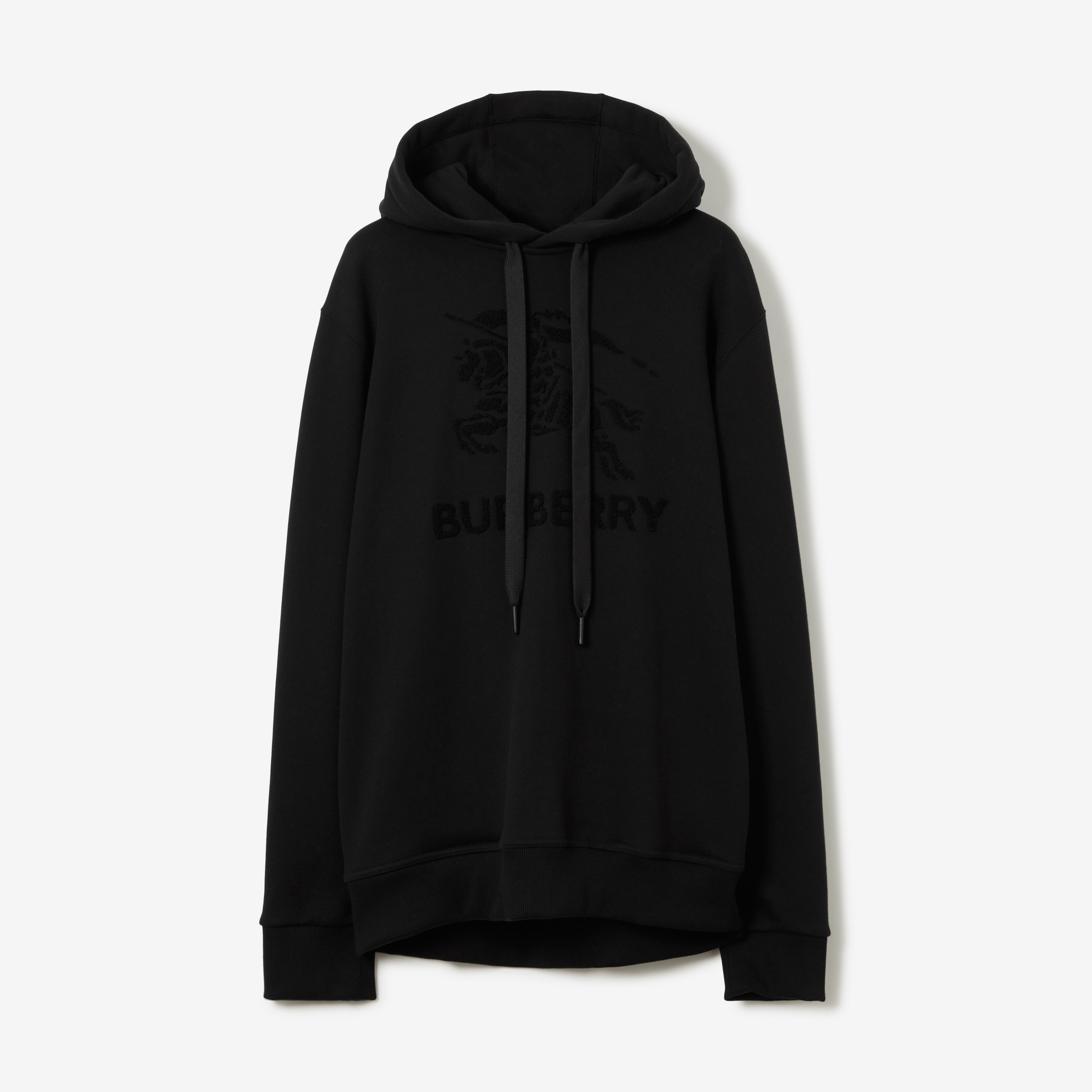 Embroidered EKD Cotton Hoodie in Black - Men | Burberry® Official - 1