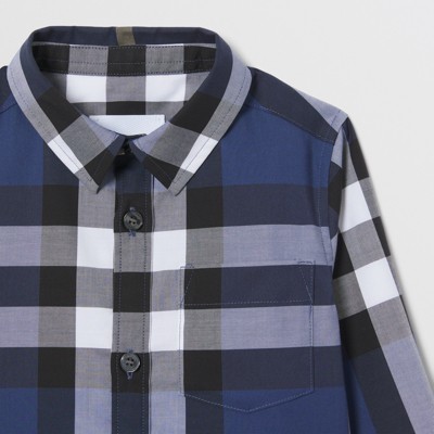 camicia blu burberry