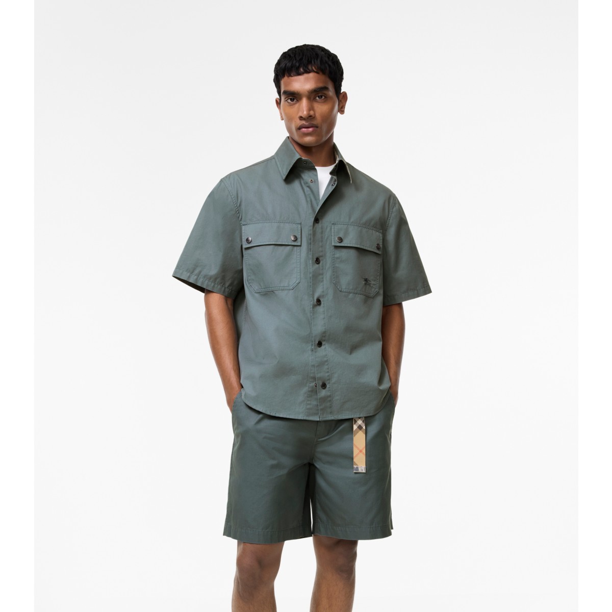  Embroidered Relaxed Fit Tropical Gabardine Shirt