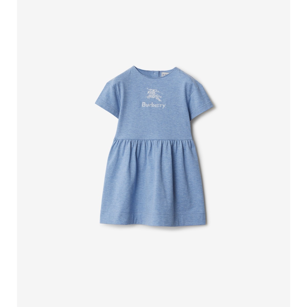 Shop Burberry Childrens Cotton Dress In Light Blue Melange