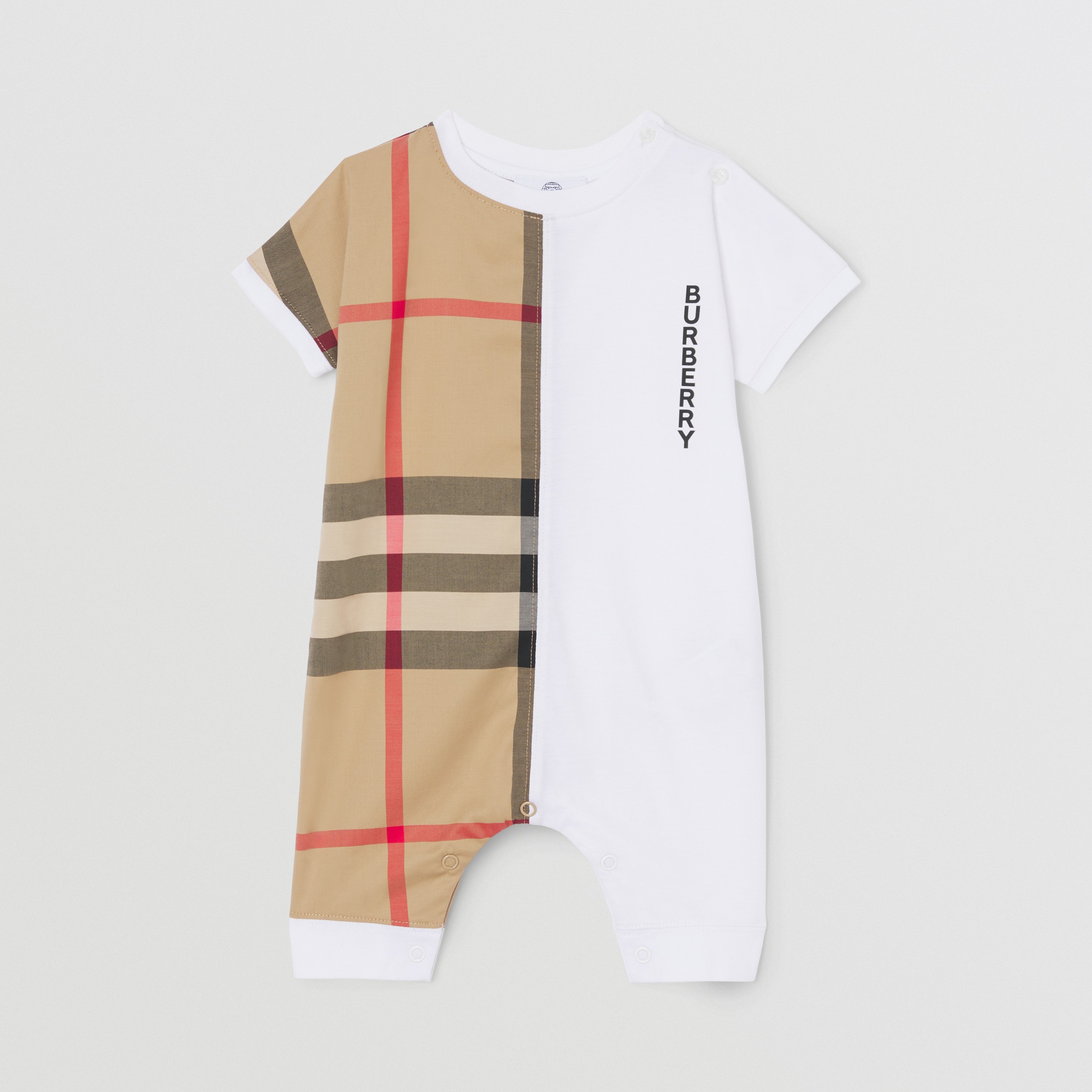 Combinaison en coton avec check (Blanc) - Enfant | Site officiel Burberry® - 1
