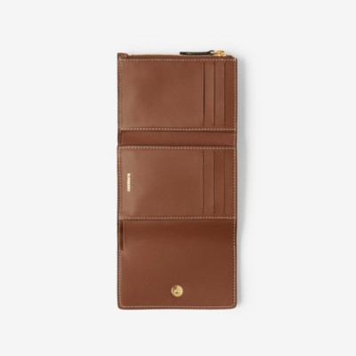 ヴィンテージチェック＆レザー スモール フォールディングウォレット (アーカイブベージュ／タン) ウィメンズ Burberry®公式サイト