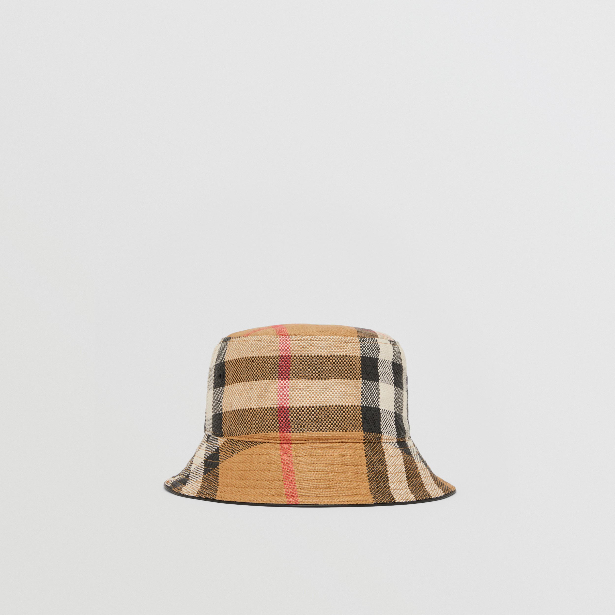 エグザジェレイティッドチェック フェイクラフィア バケットハット (アーカイブベージュ) | Burberry®公式サイト エグザジェレイティッドチェック フェイクラフィア バケットハット (アーカイブベージュ) | Burberry®公式サイト