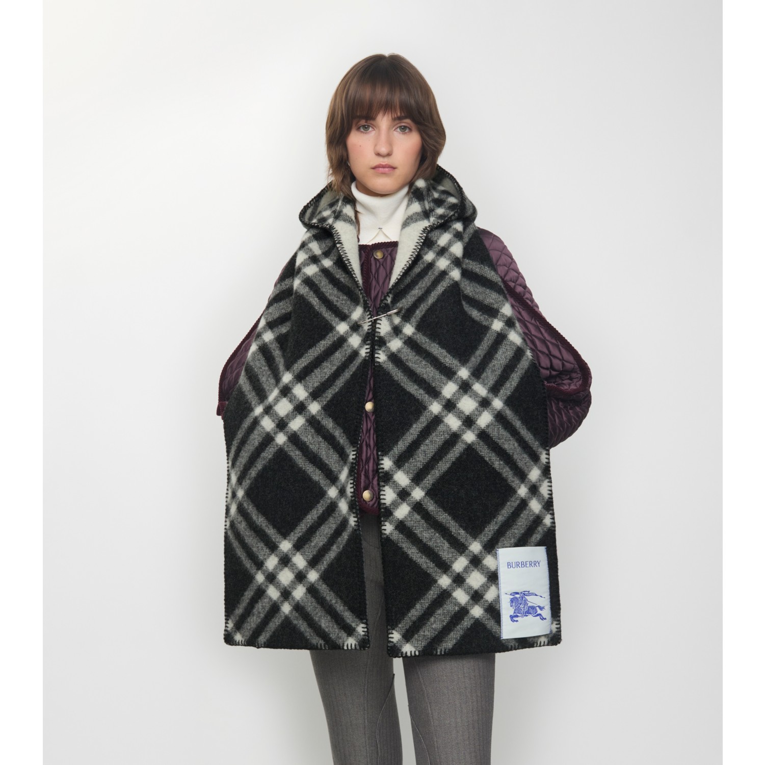 Check Wool Hooded Scarf