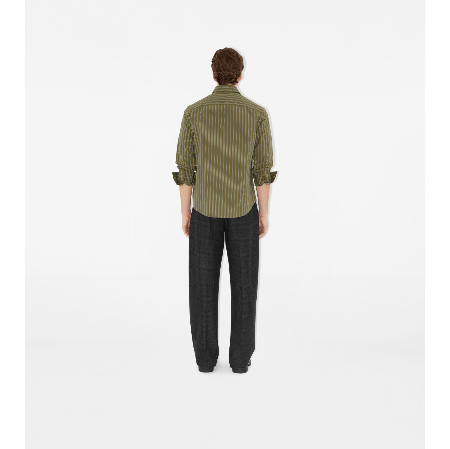 Regular Fit Striped Cotton Shirt in Wreath green - Men | Burberry® Official