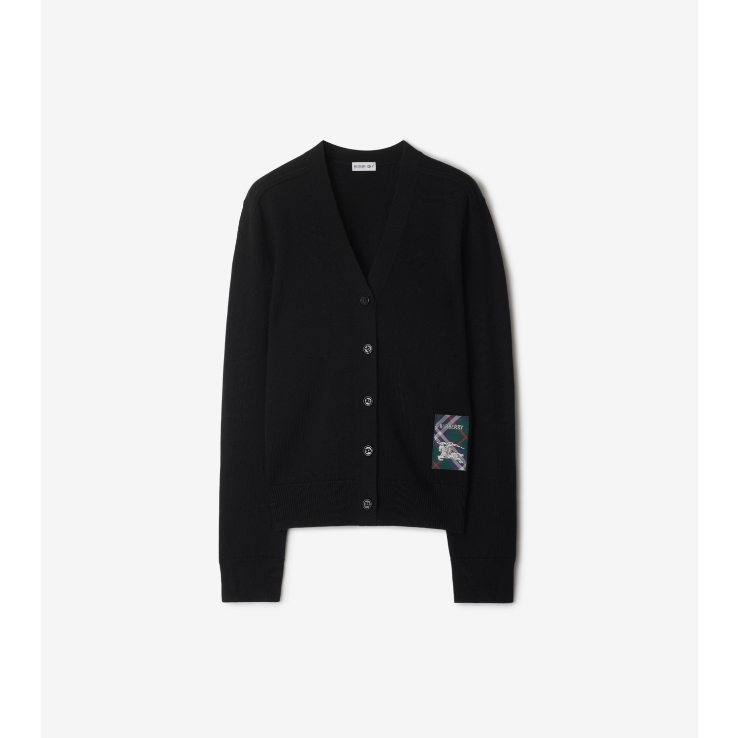 Check Label Wool Cardigan