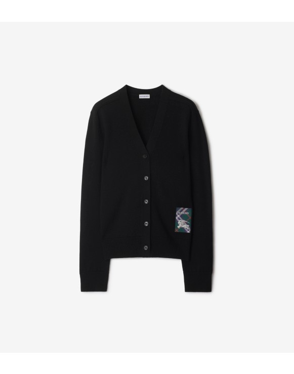 Check Label Wool Cardigan