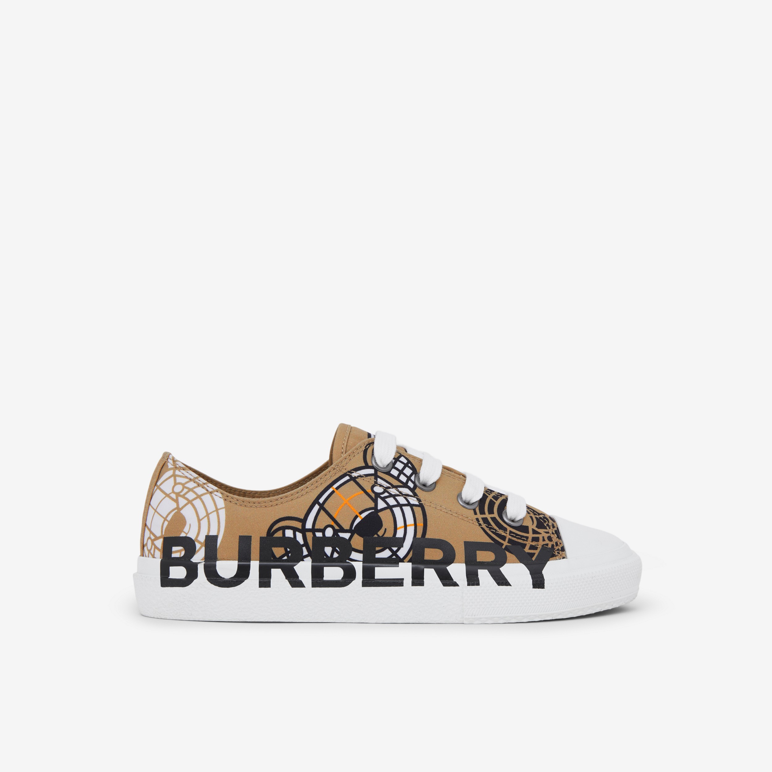 Montage Print Cotton Gabardine Sneakers in Archive Beige - Children | Burberry® Official - 1
