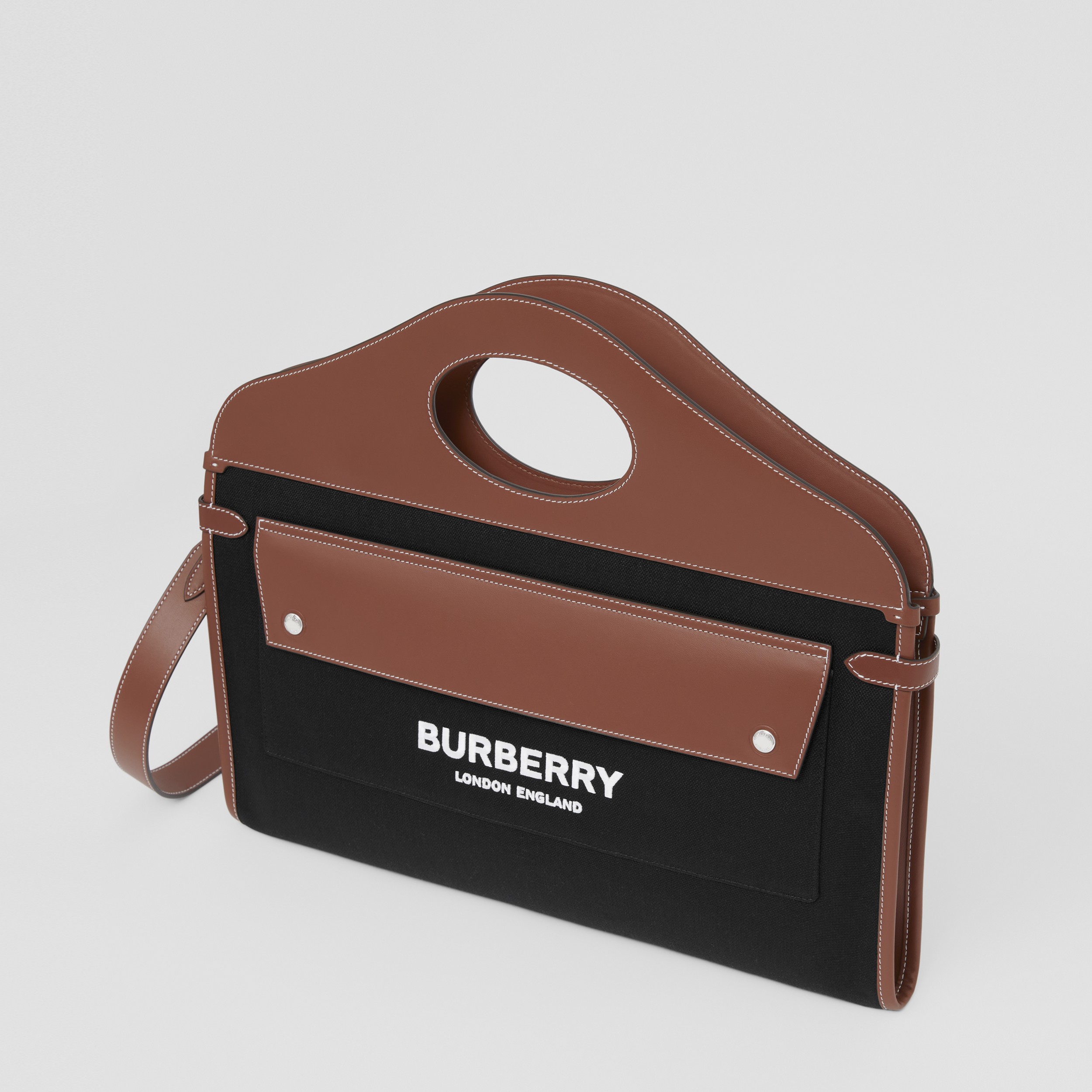 Pocket Bag aus Canvas in Zweitonoptik mit Decken-Halterfunktion (Schwarz/hellbraun) - Damen | Burberry® - 3