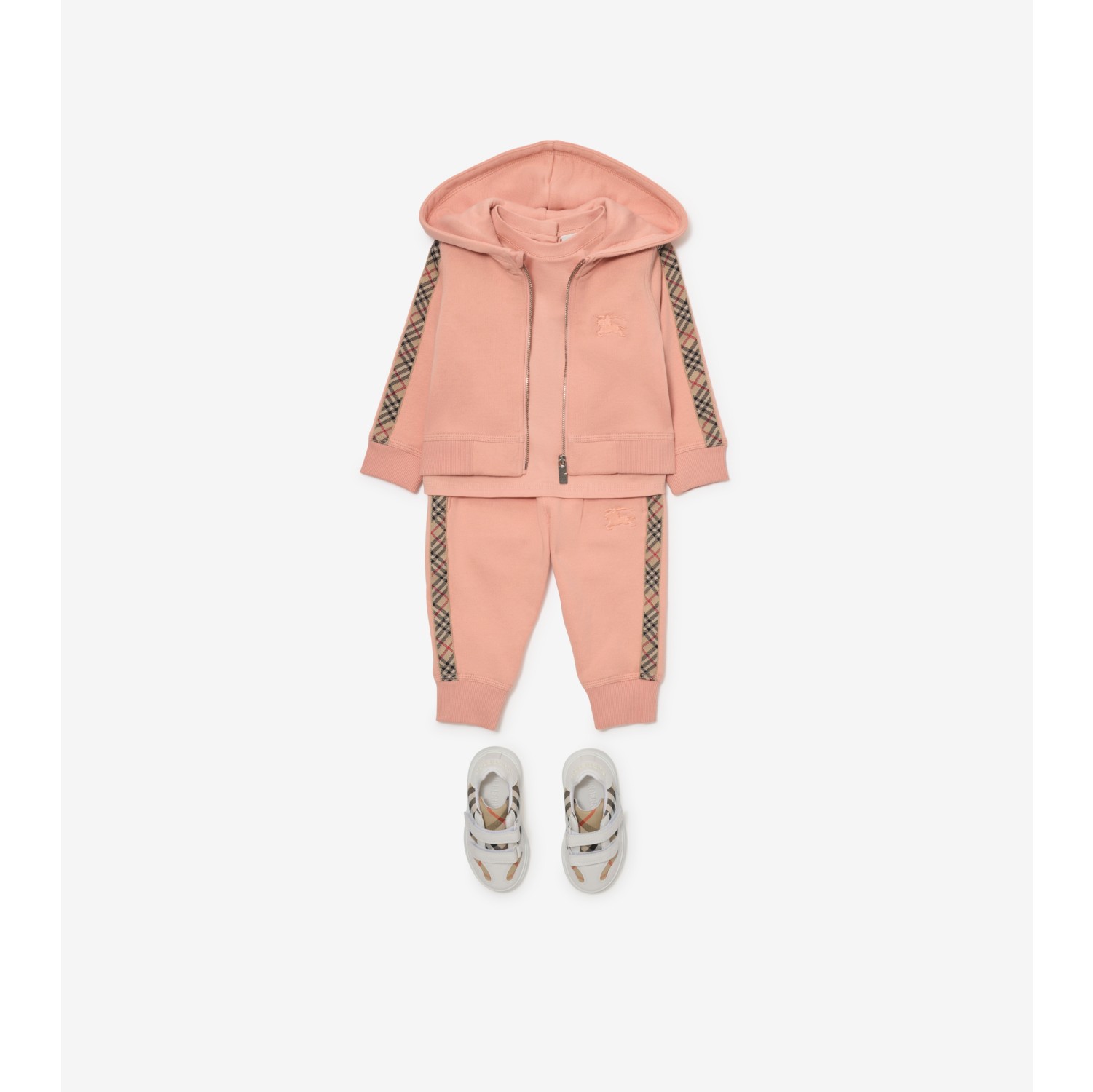 Check Trim Cotton Jogging Pants