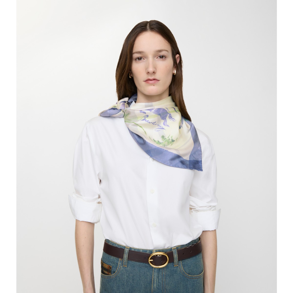  Check Watercolour Silk Scarf
