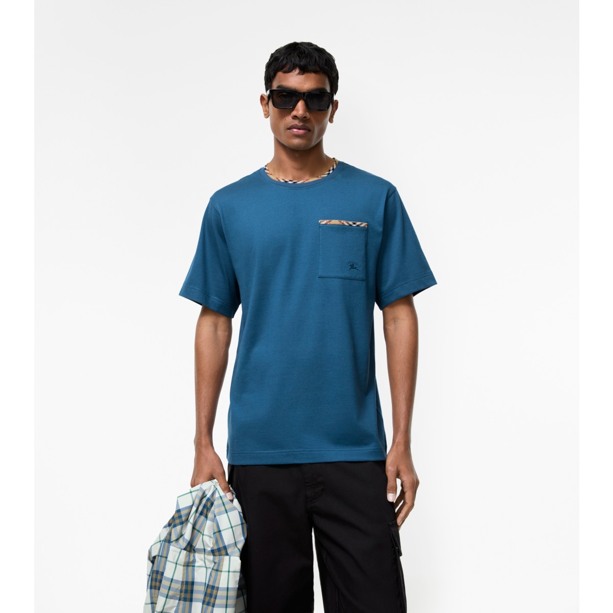  Check Trim Cotton T-shirt