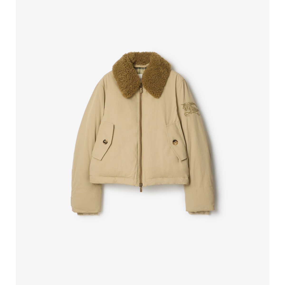  Check Shearling Collar Gabardine Jacket