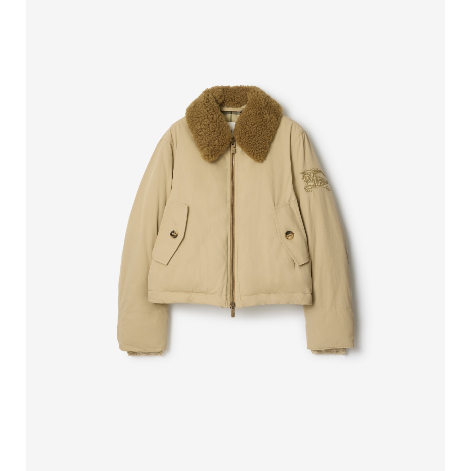 Shearling Collar Gabardine Jacket