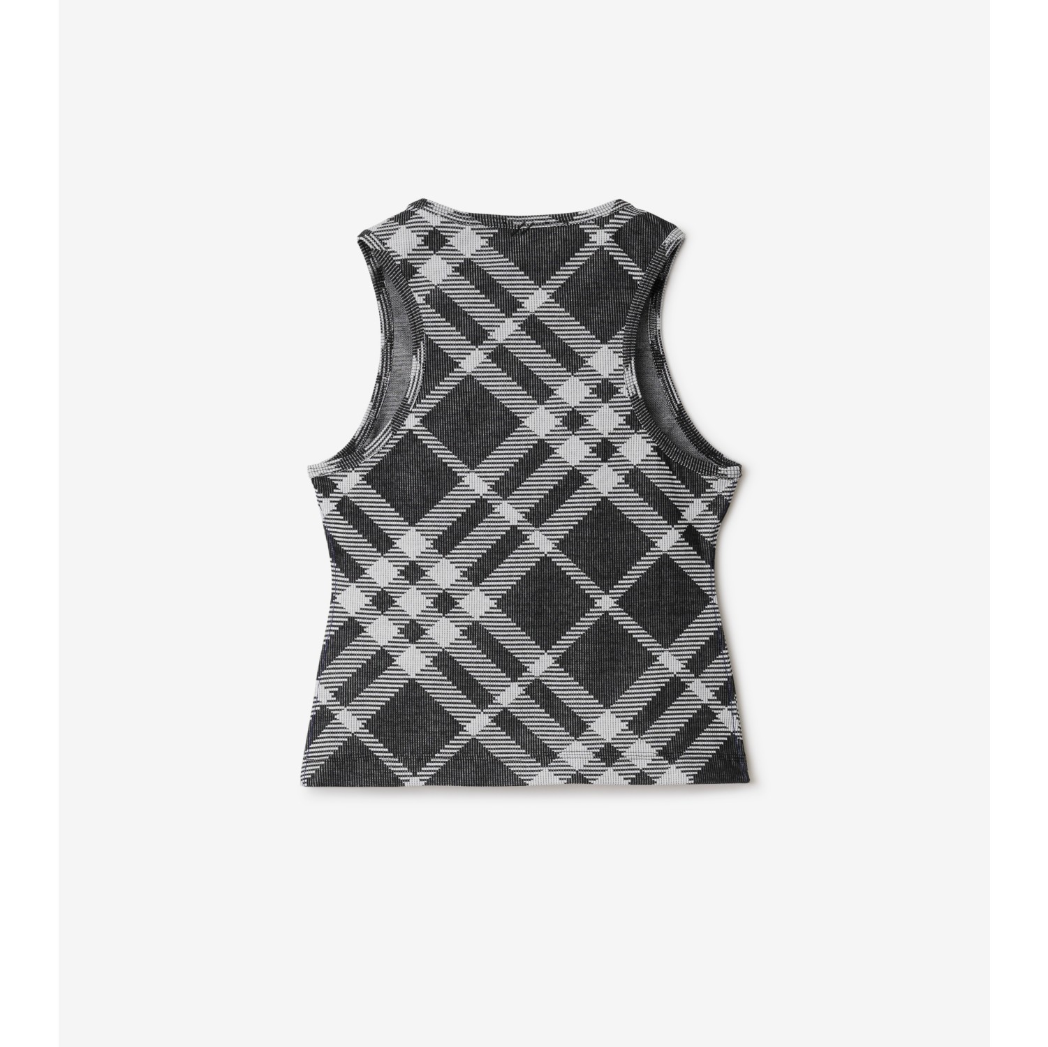 Check Stretch Cotton Blend Vest in Black/white - Women