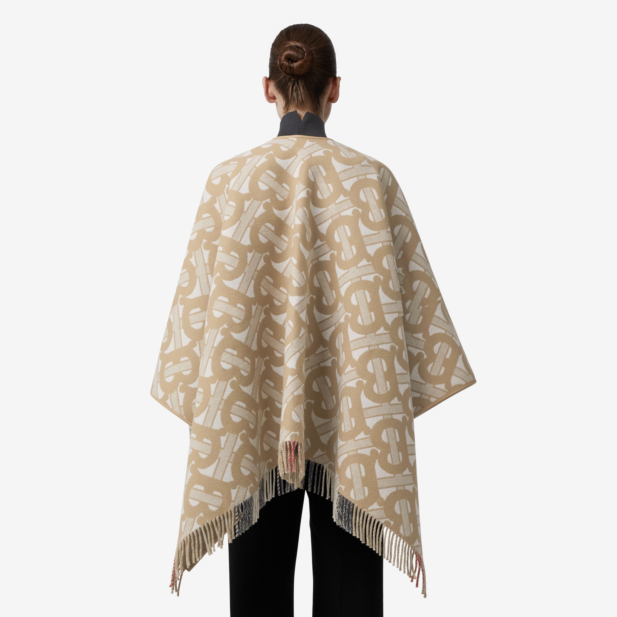 Monogram Wool Cashmere Reversible Cape in Archive Beige | Burberry® Official - 4