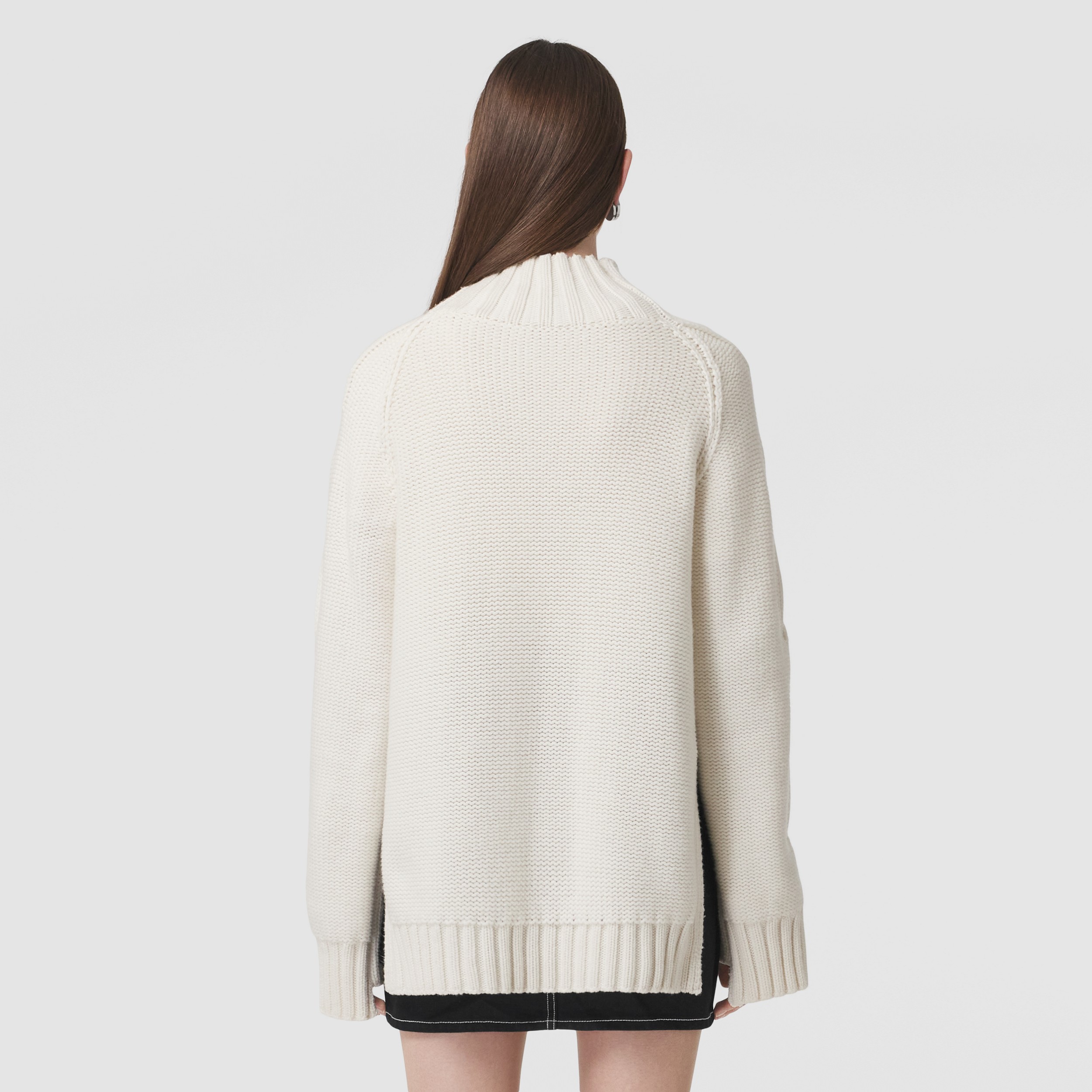 Cable Knit Cashmere Funnel Neck Sweater in Natural White - Women | Burberry® Official - 3