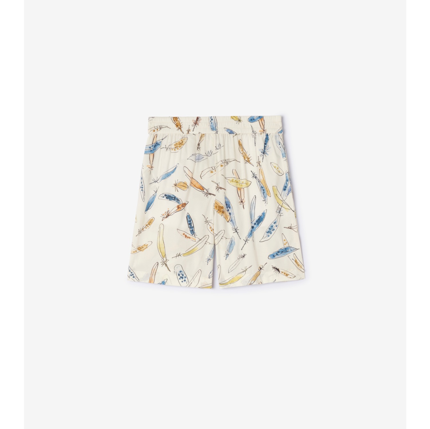 Feather Print Cotton Shorts