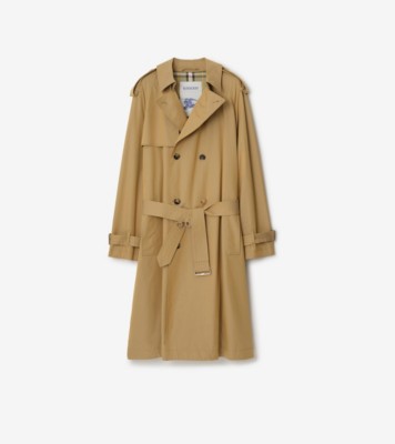 Long Gabardine Trench Coat in Spelt - Men, Cotton | Burberry® Official