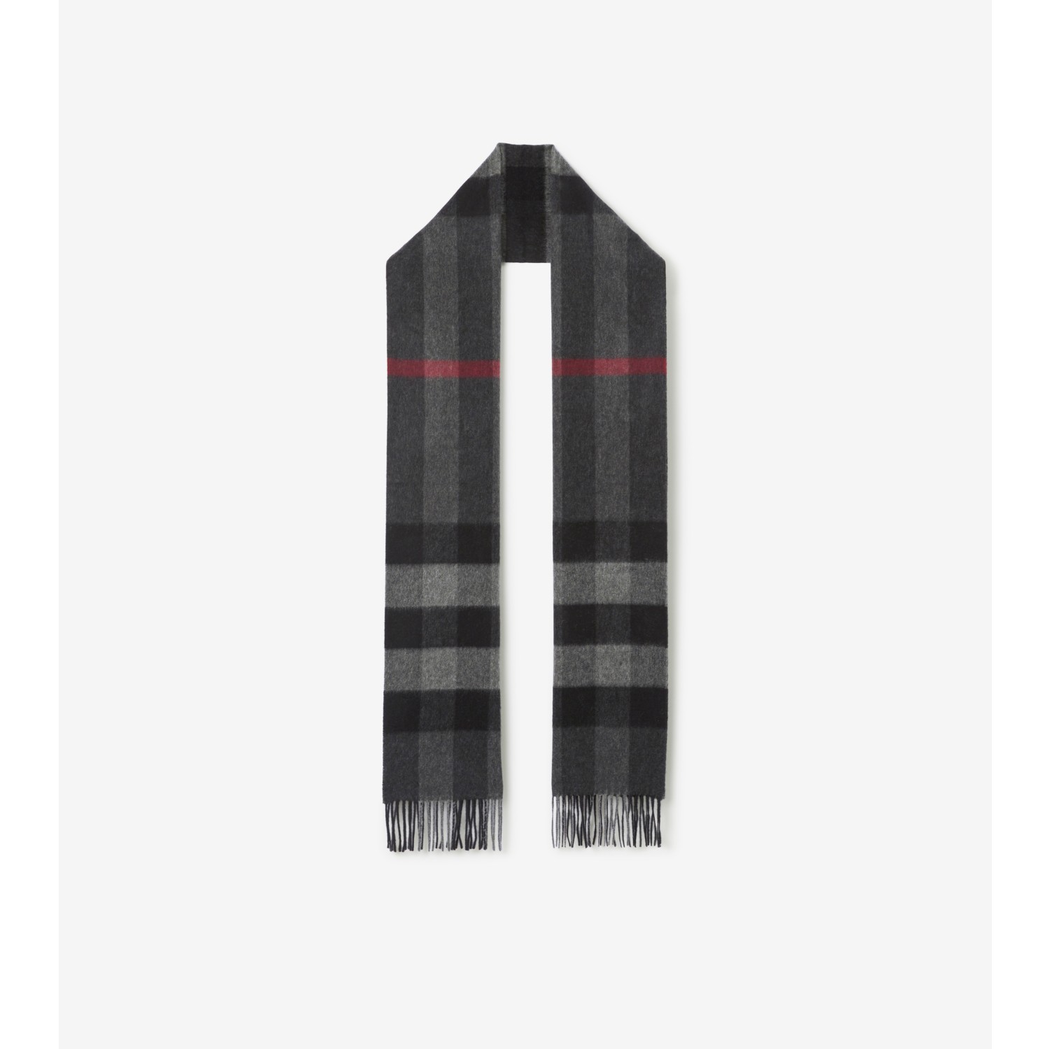 Check Cashmere Scarf in Charcoal | Burberry® Official