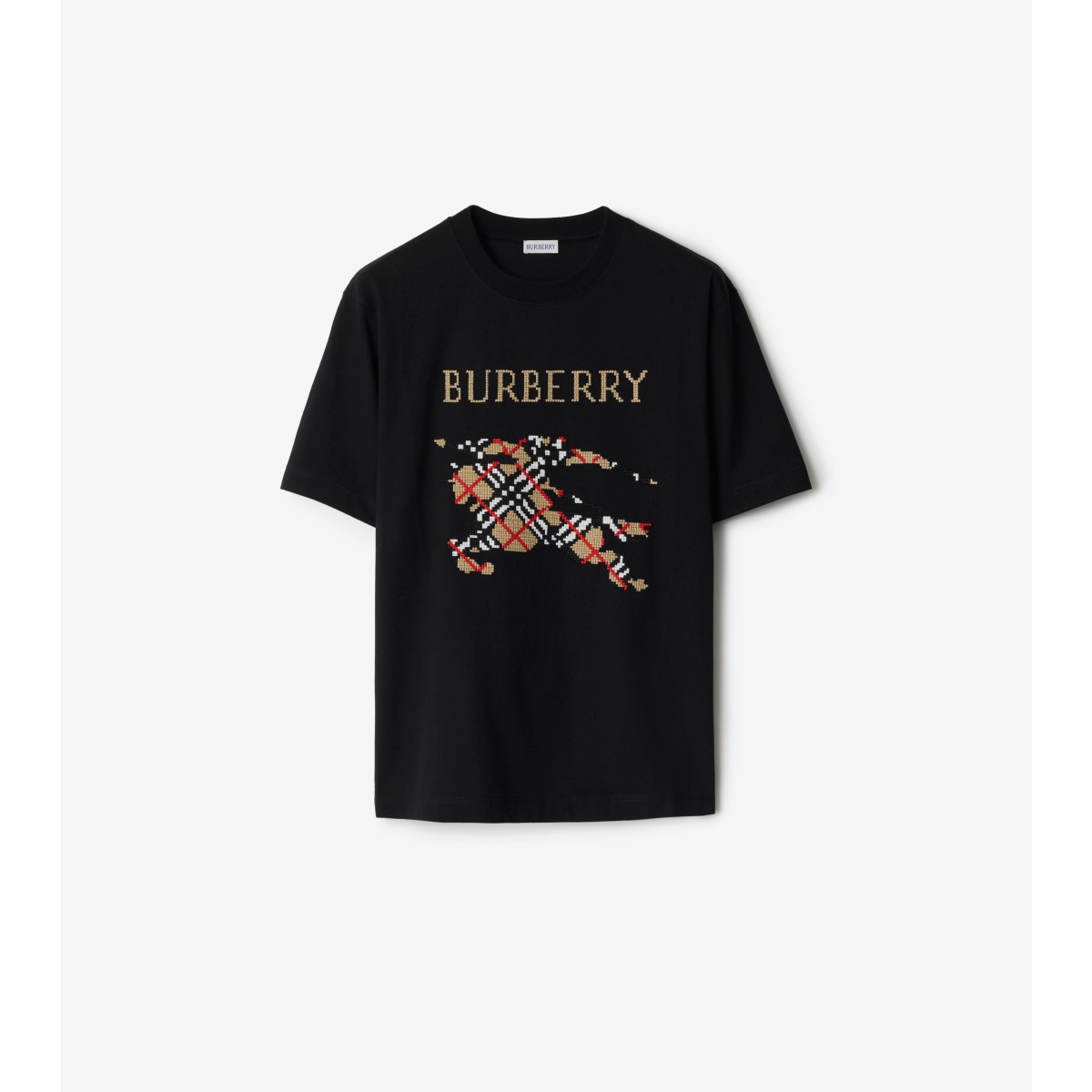 Burberry Cross Stitch Ekd Cotton T-shirt In Black