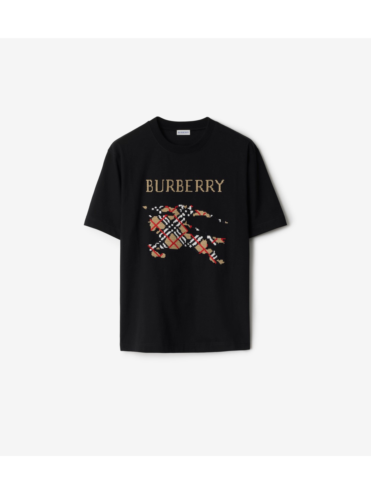 Cross Stitch Knight Cotton T-shirt in Black - Men | Burberry® Official