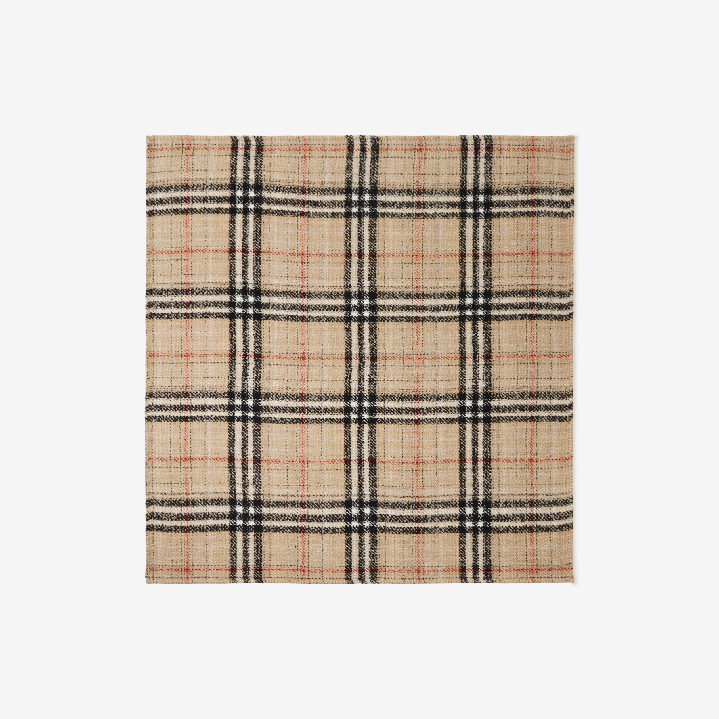Check Cashmere Silk Blend Tweed Scarf in Archive Beige