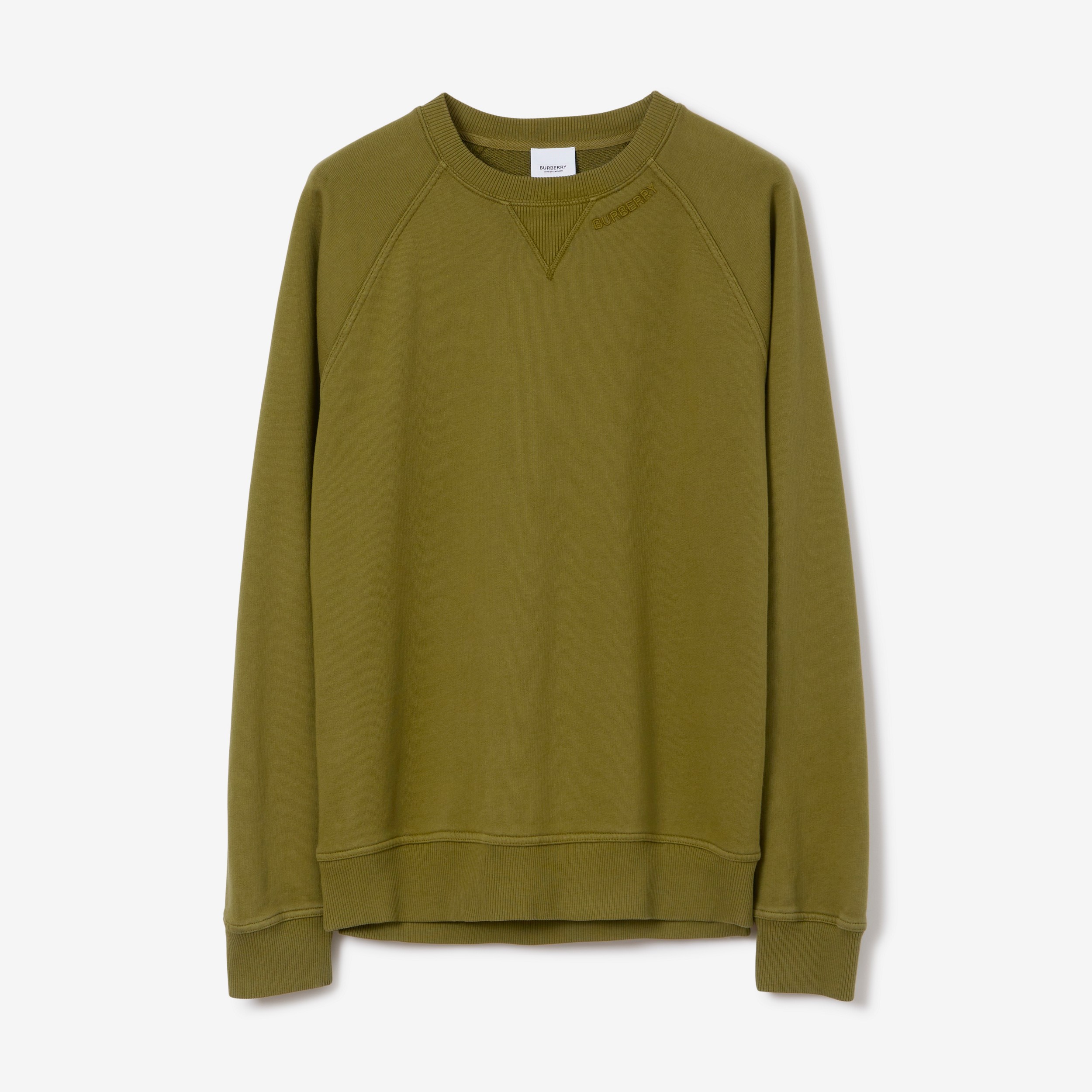 Suéter em algodão com logotipo bordado (Verde Abeto) - Homens | Burberry® oficial - 1