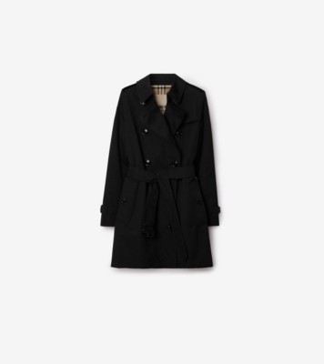 Long Kensington Heritage Trench Coat in Black Women Cotton Gabardine Burberry Official