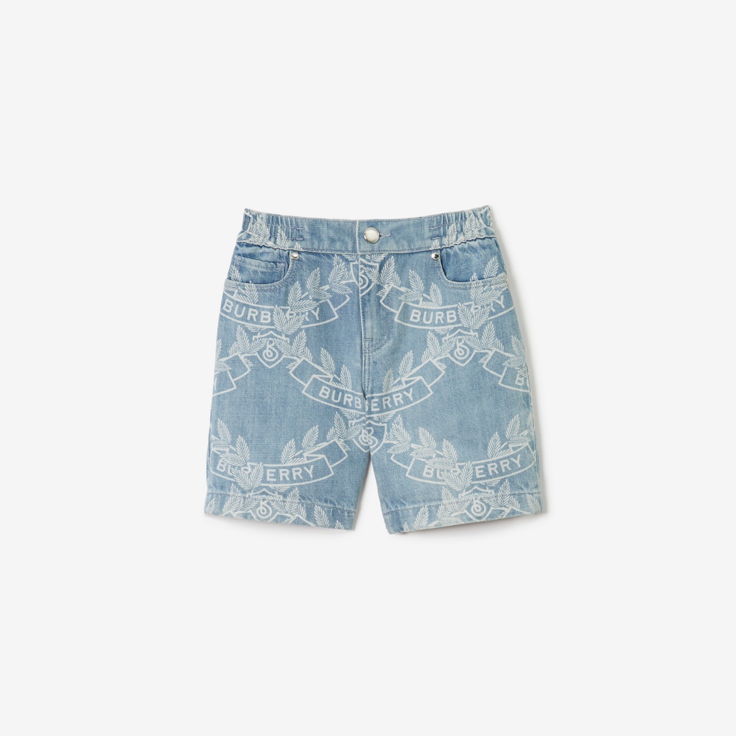Shorts aus japanischem Denim mit Eichenblatt-Emblemen (Hellblau) | Burberry®