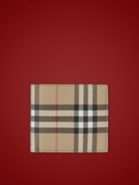 Archive Beige Check and Leather Bifold Wallet