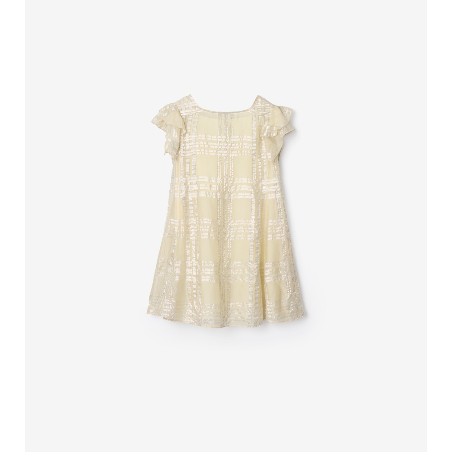 Seidenkleid im Karomuster in Metallic-Optik