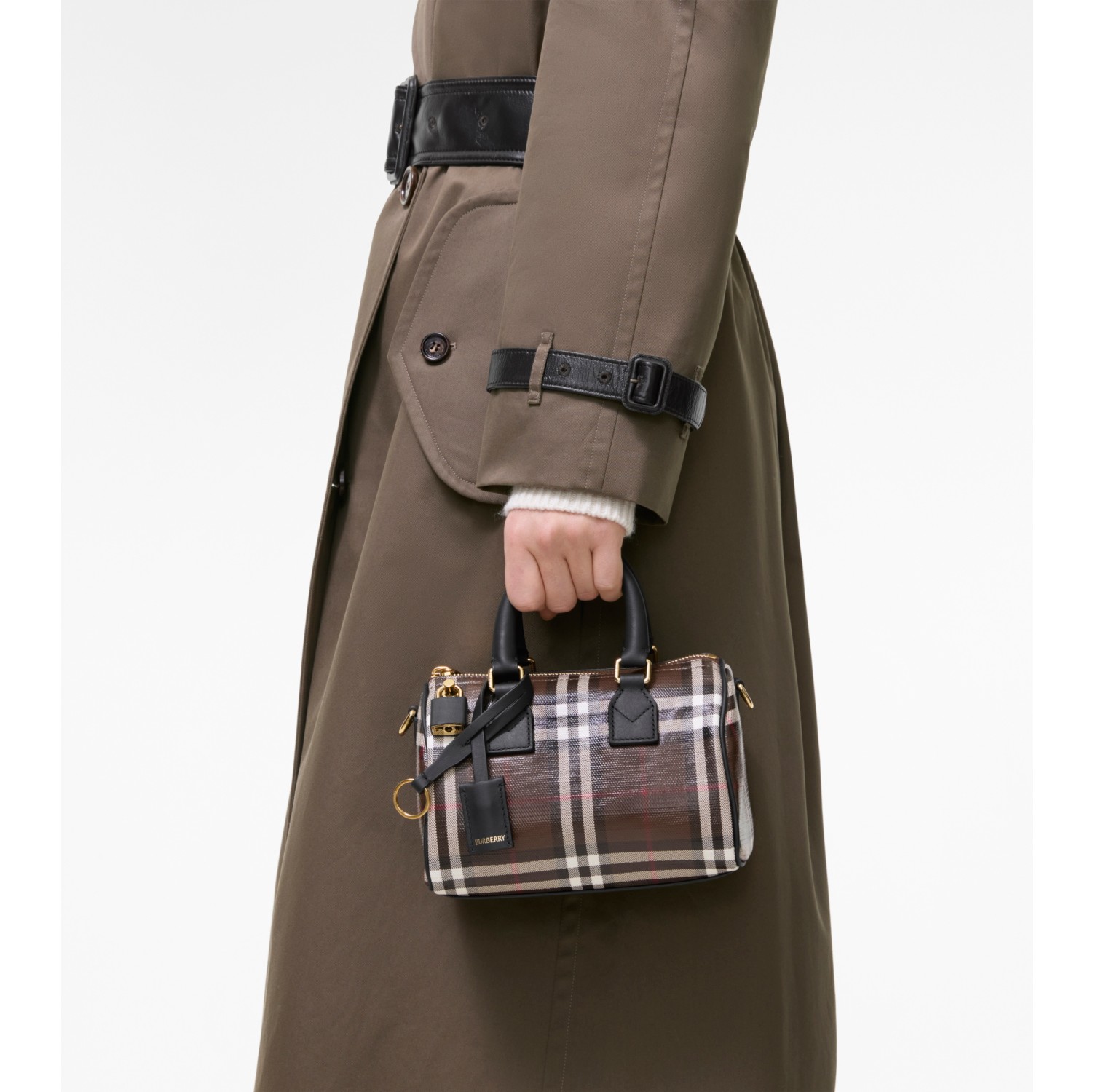 Mini Check Bowling Bag in Chocolate brown - Women | Burberry® Official