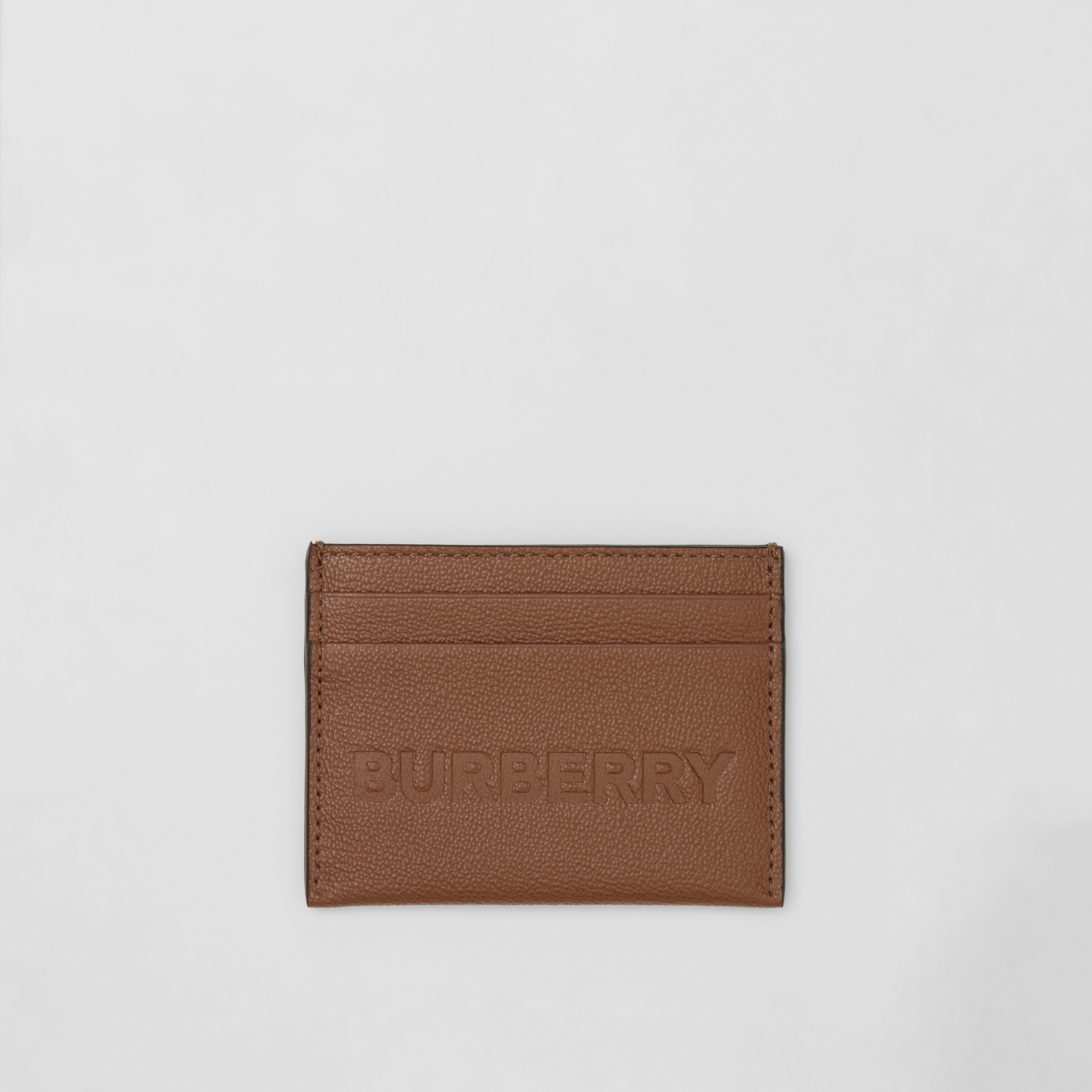 Logo​ Embossed Grainy Leather Card Case in Tan - Women | Burberry® Official - 1