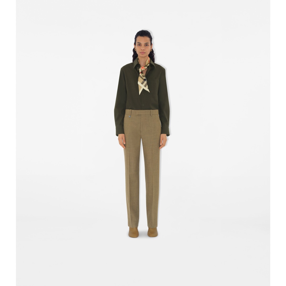  Check Skinny Silk Scarf